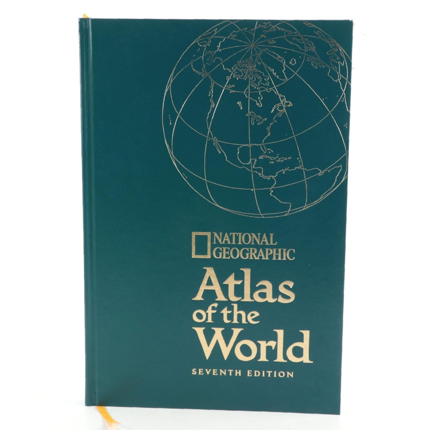 Seventh Edition "National Edition Atlas of the World" with Bombay Co. Wood Stand