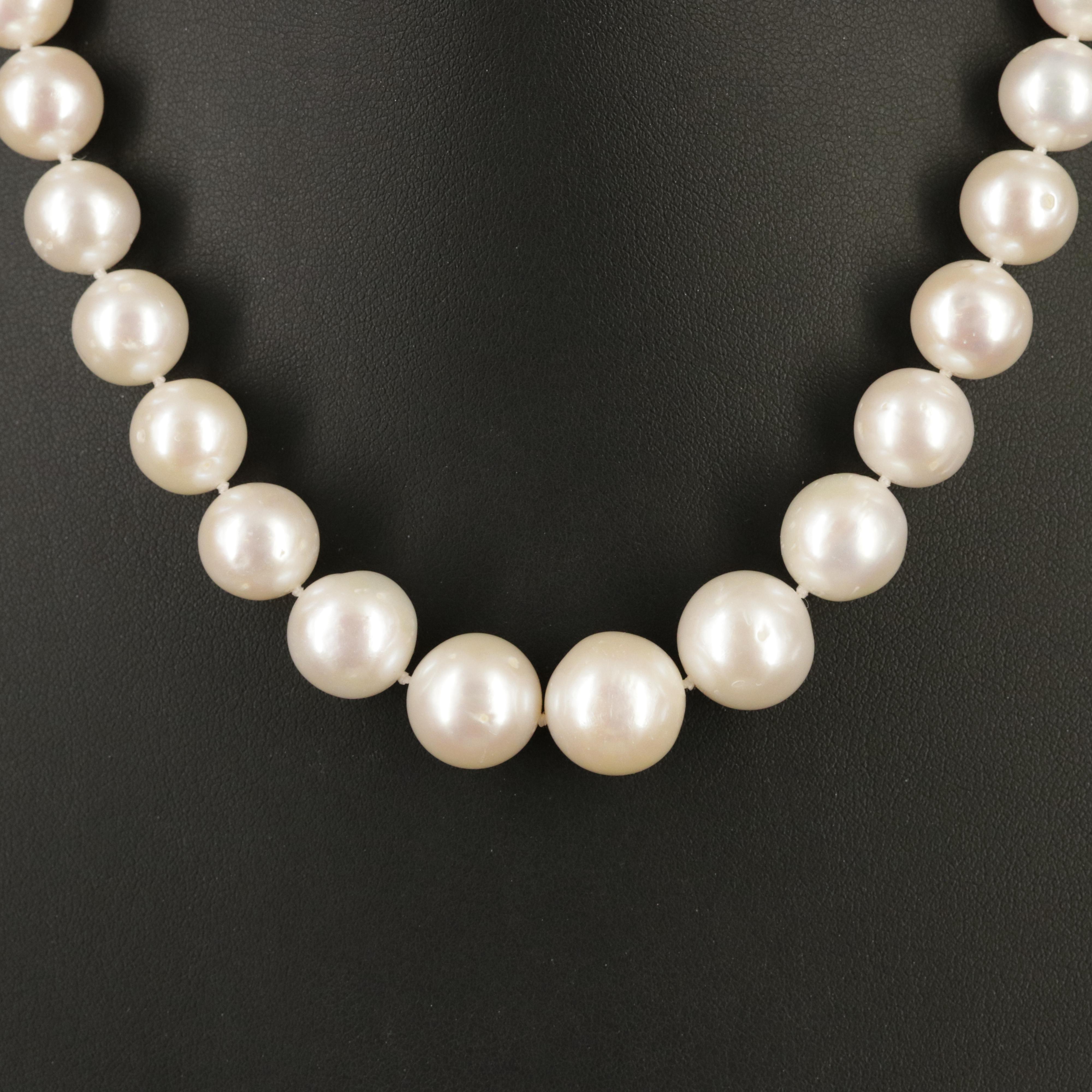Graduated 10.60 - 13.60 MM Pearl Necklace with 14K Clasp
