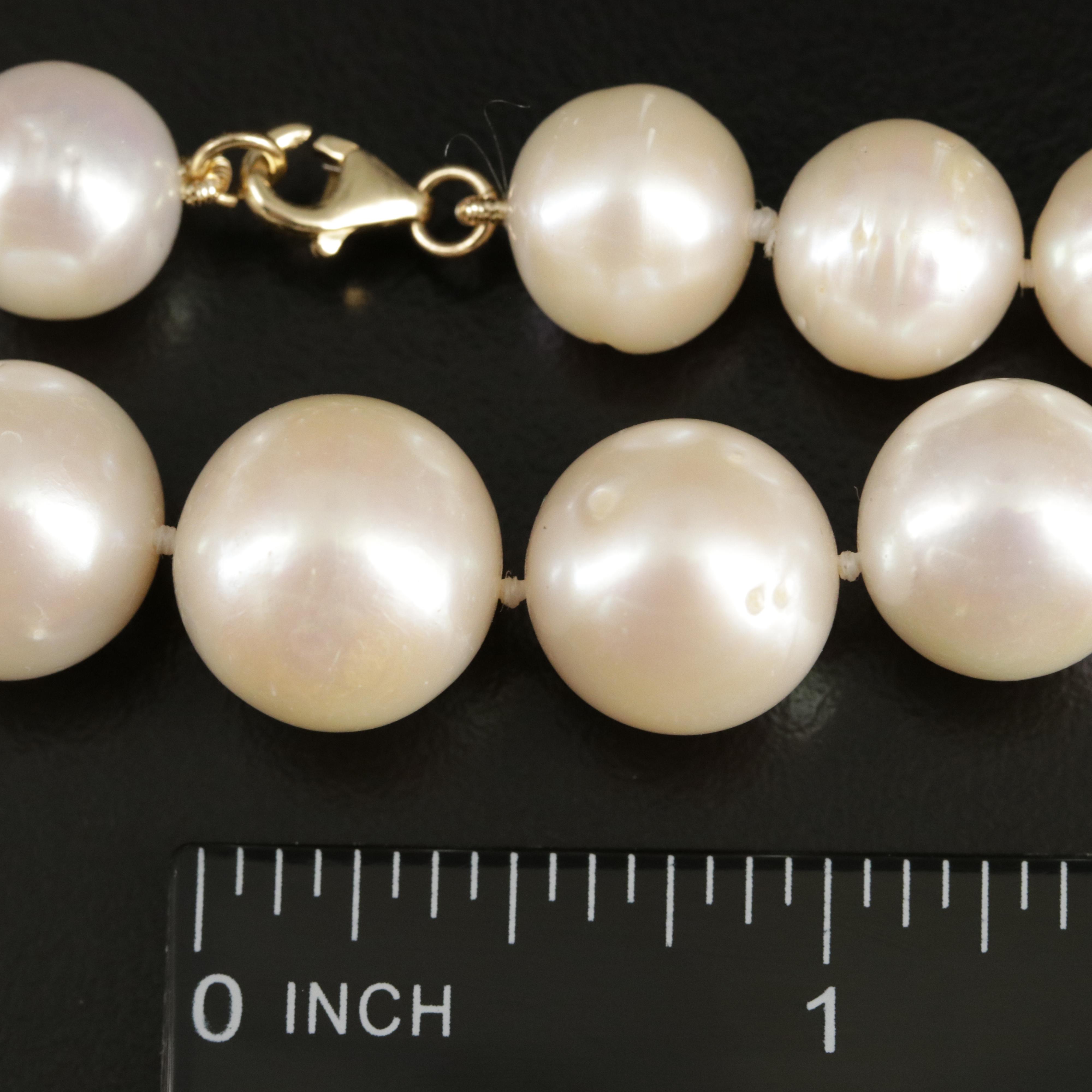 Graduated 10.60 - 13.60 MM Pearl Necklace with 14K Clasp
