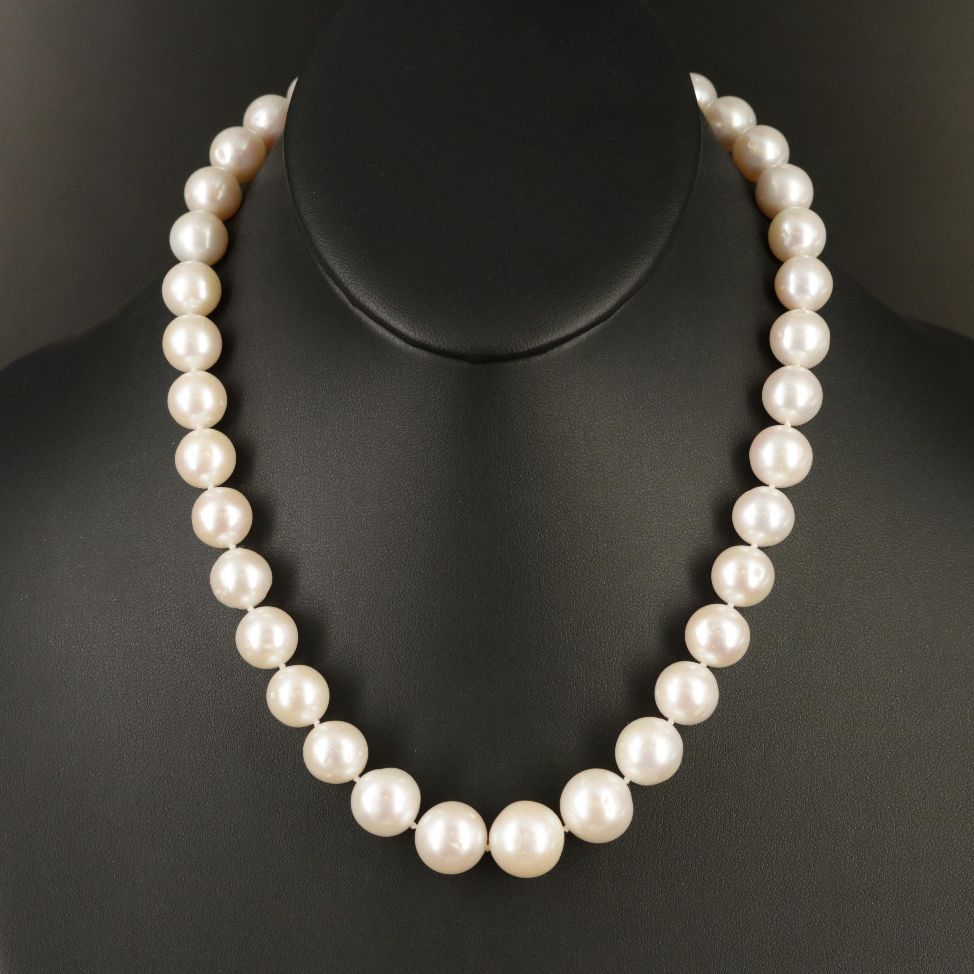 Graduated 10.60 - 13.60 MM Pearl Necklace with 14K Clasp
