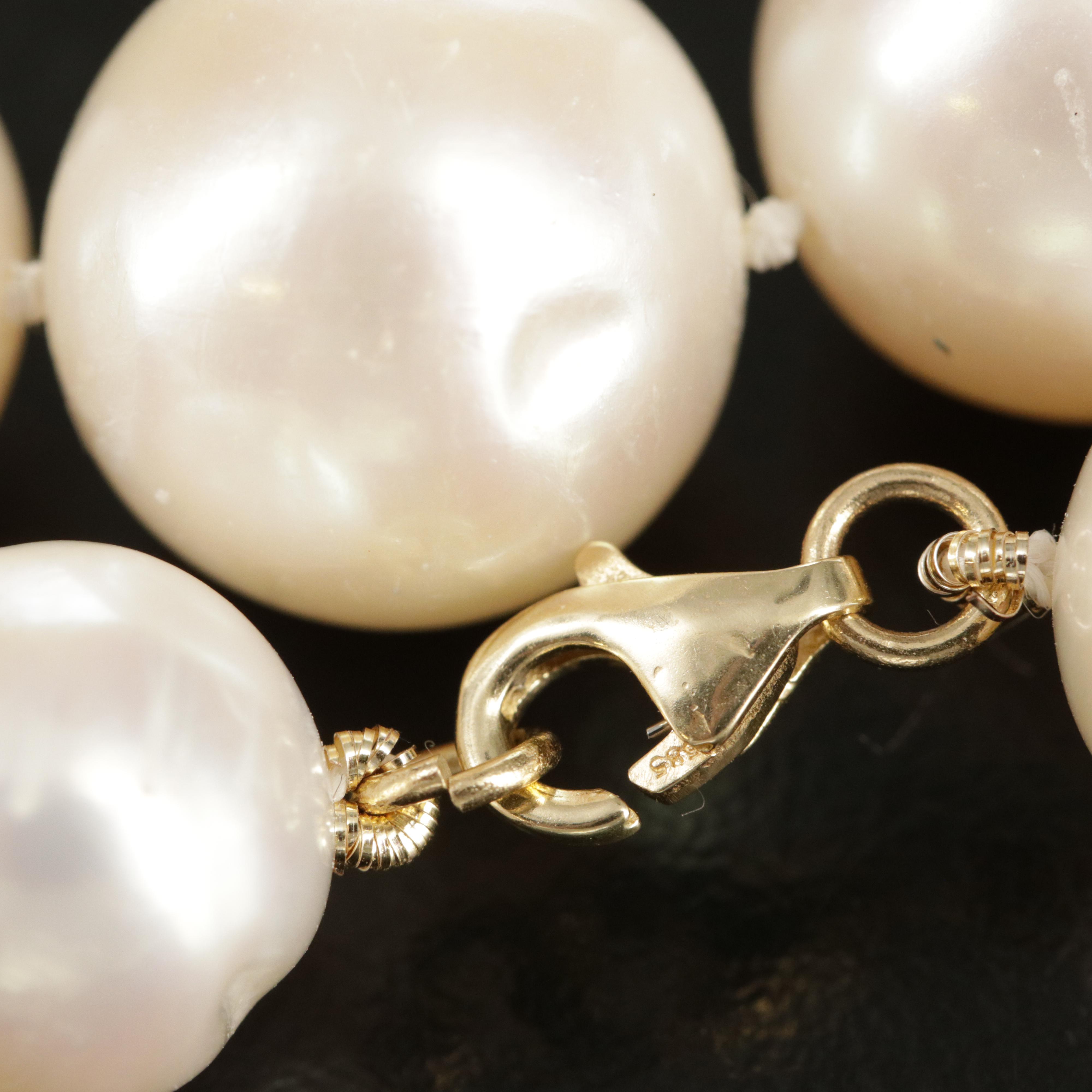 Graduated 10.60 - 13.60 MM Pearl Necklace with 14K Clasp