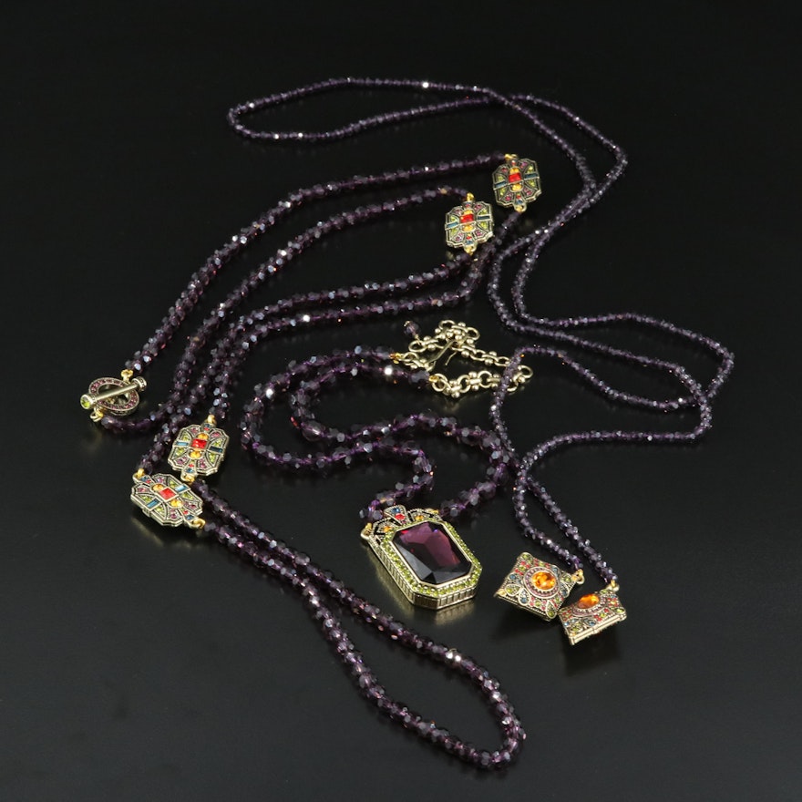 Heidi Daus "Deco Trilogy" Rhinestone and Glass Necklace Set