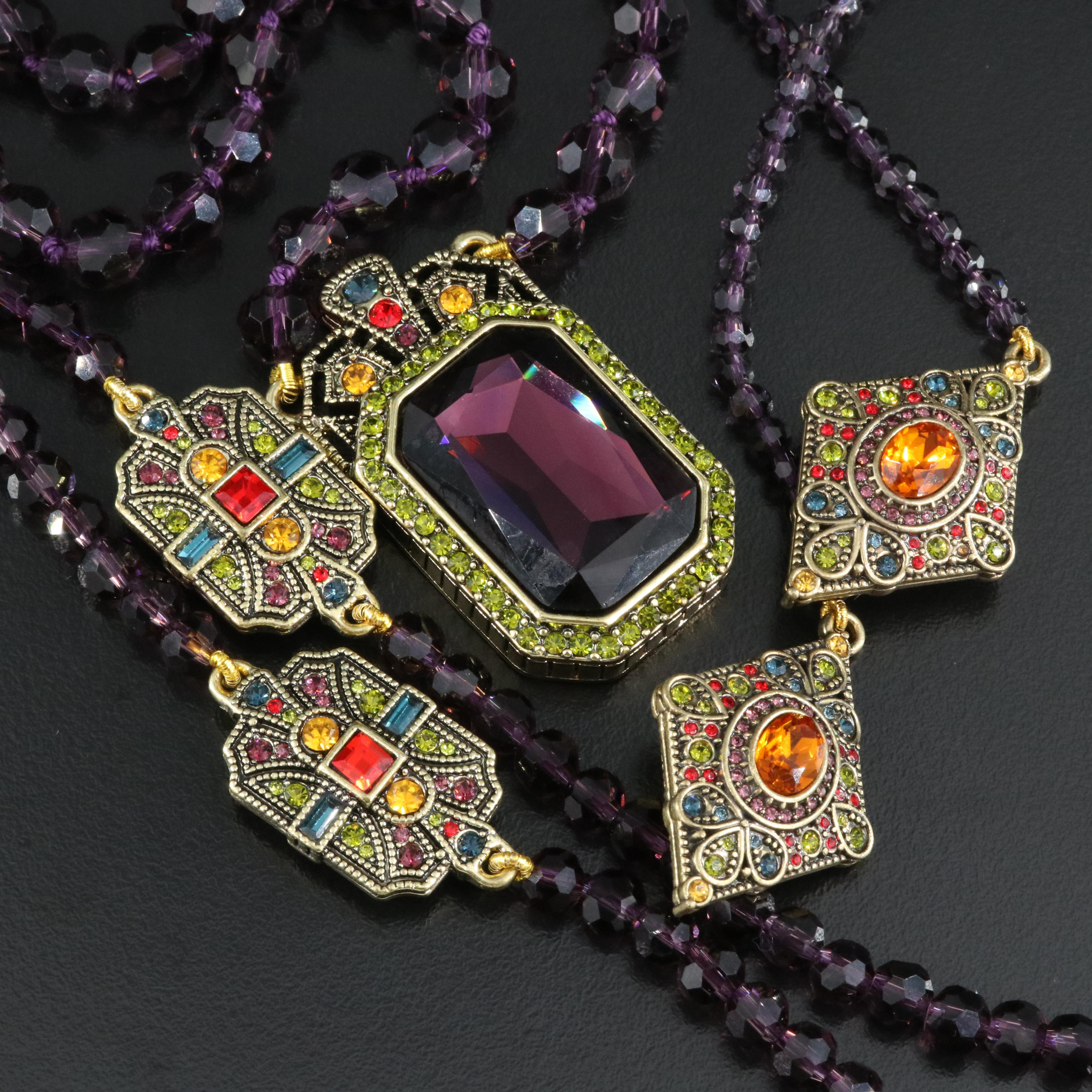 Heidi Daus "Deco Trilogy" Rhinestone and Glass Necklace Set