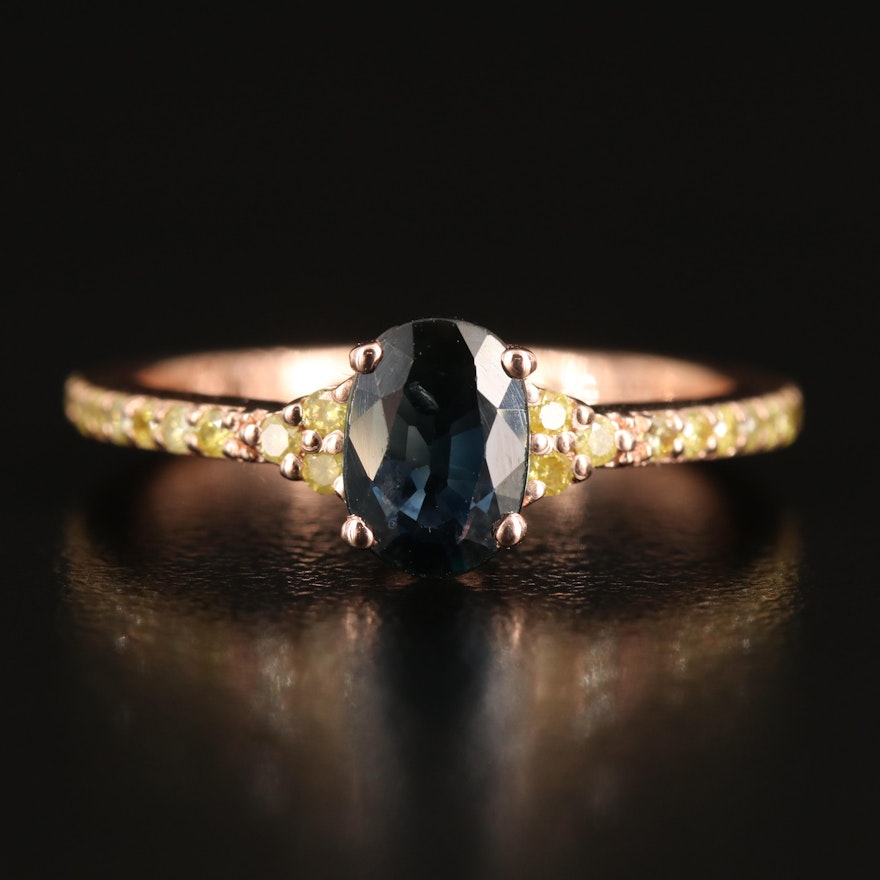 14K Rose Gold Sapphire and Diamond Ring