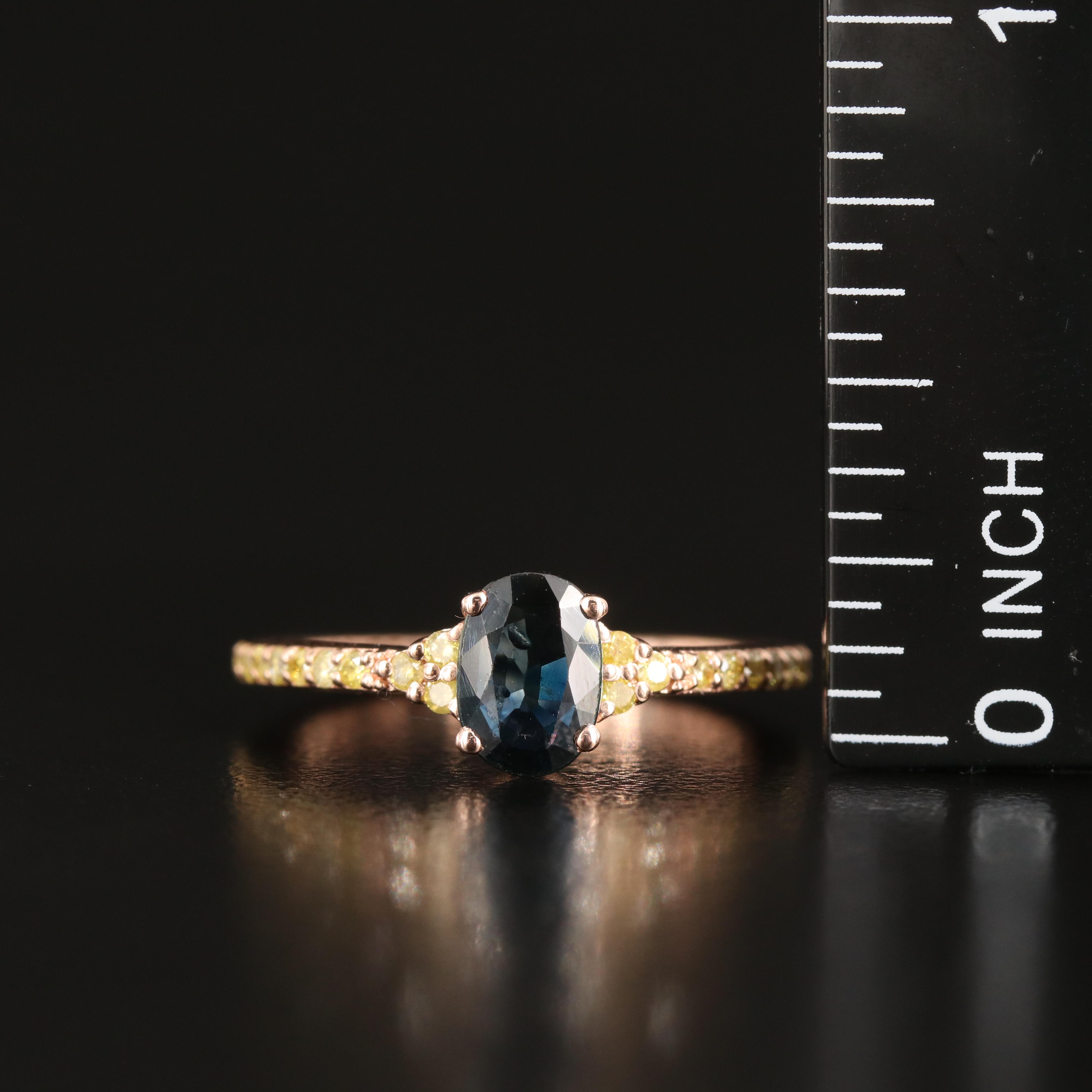 14K Rose Gold Sapphire and Diamond Ring