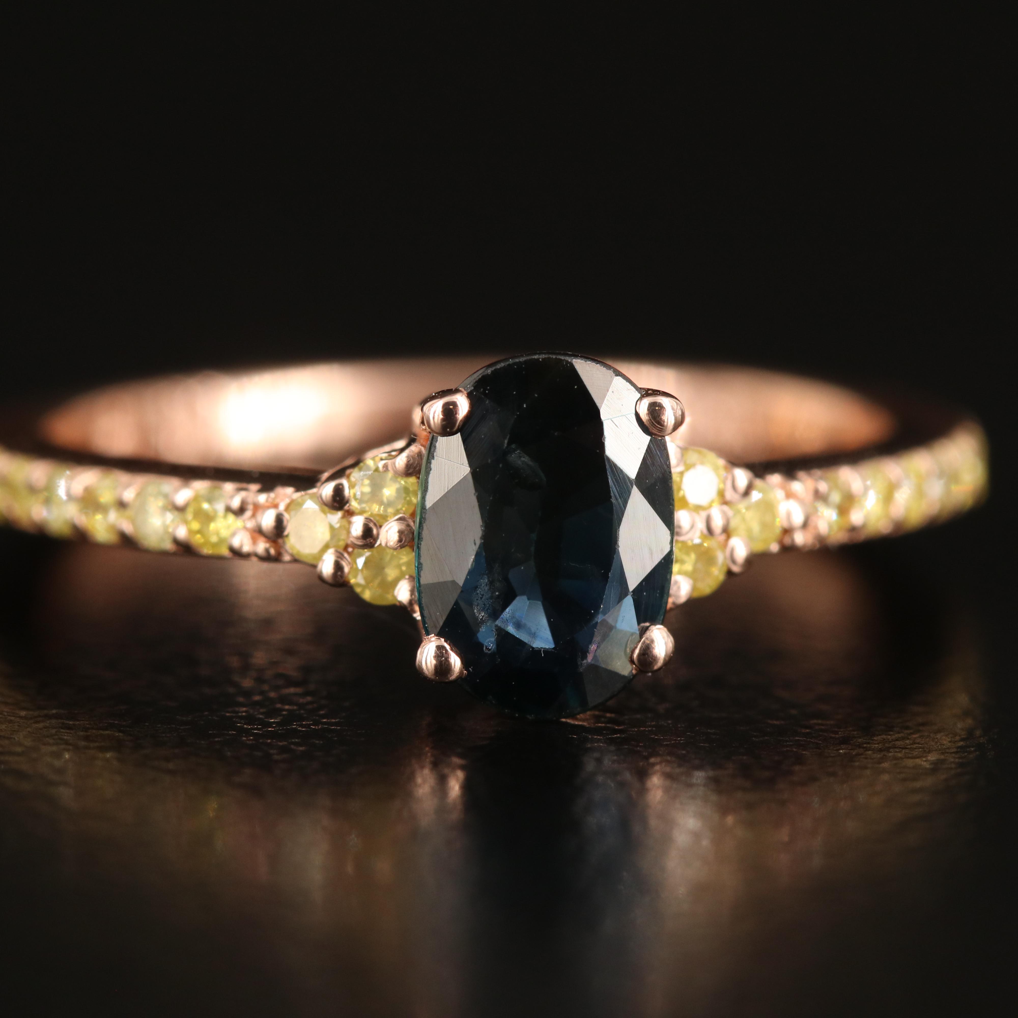 14K Rose Gold Sapphire and Diamond Ring