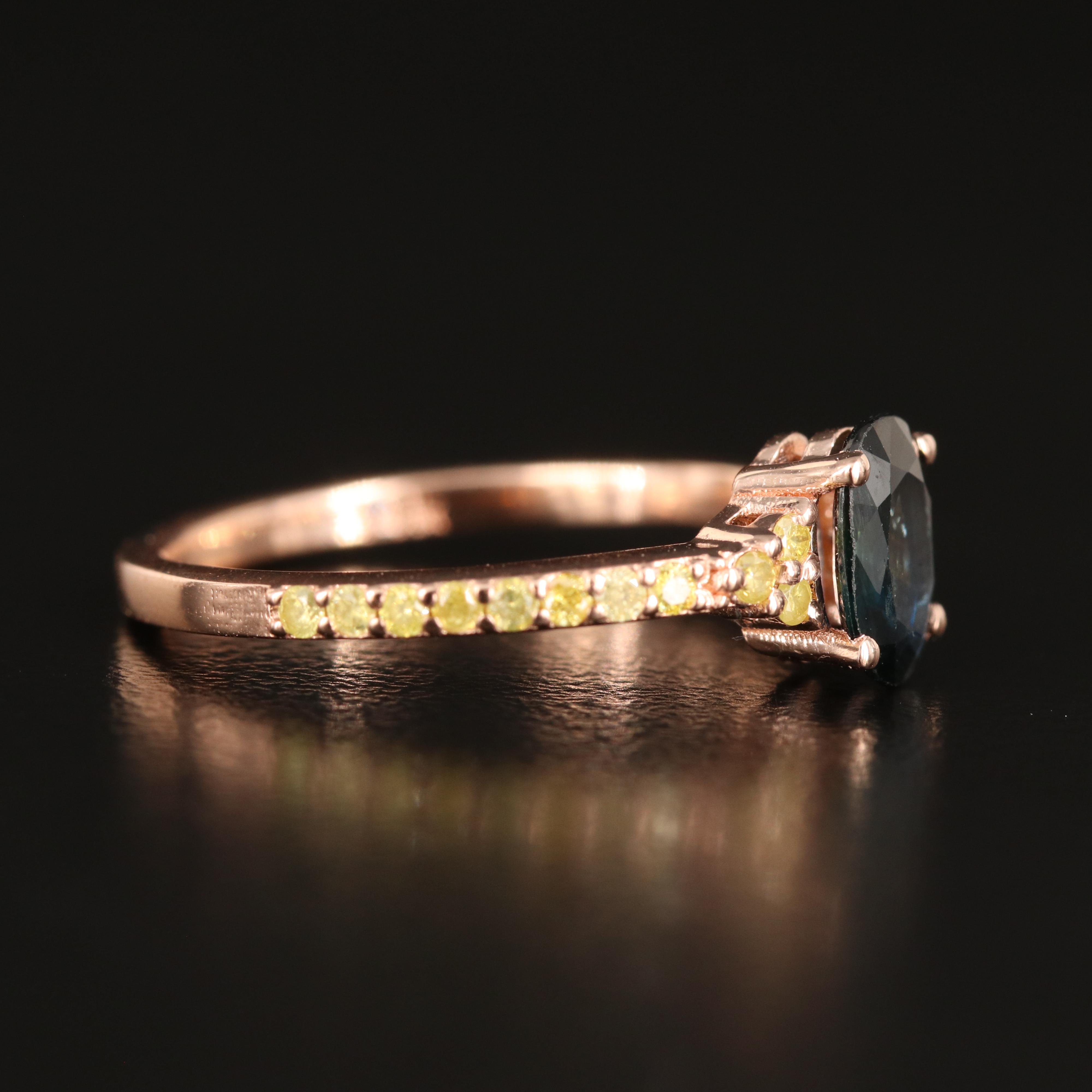 14K Rose Gold Sapphire and Diamond Ring