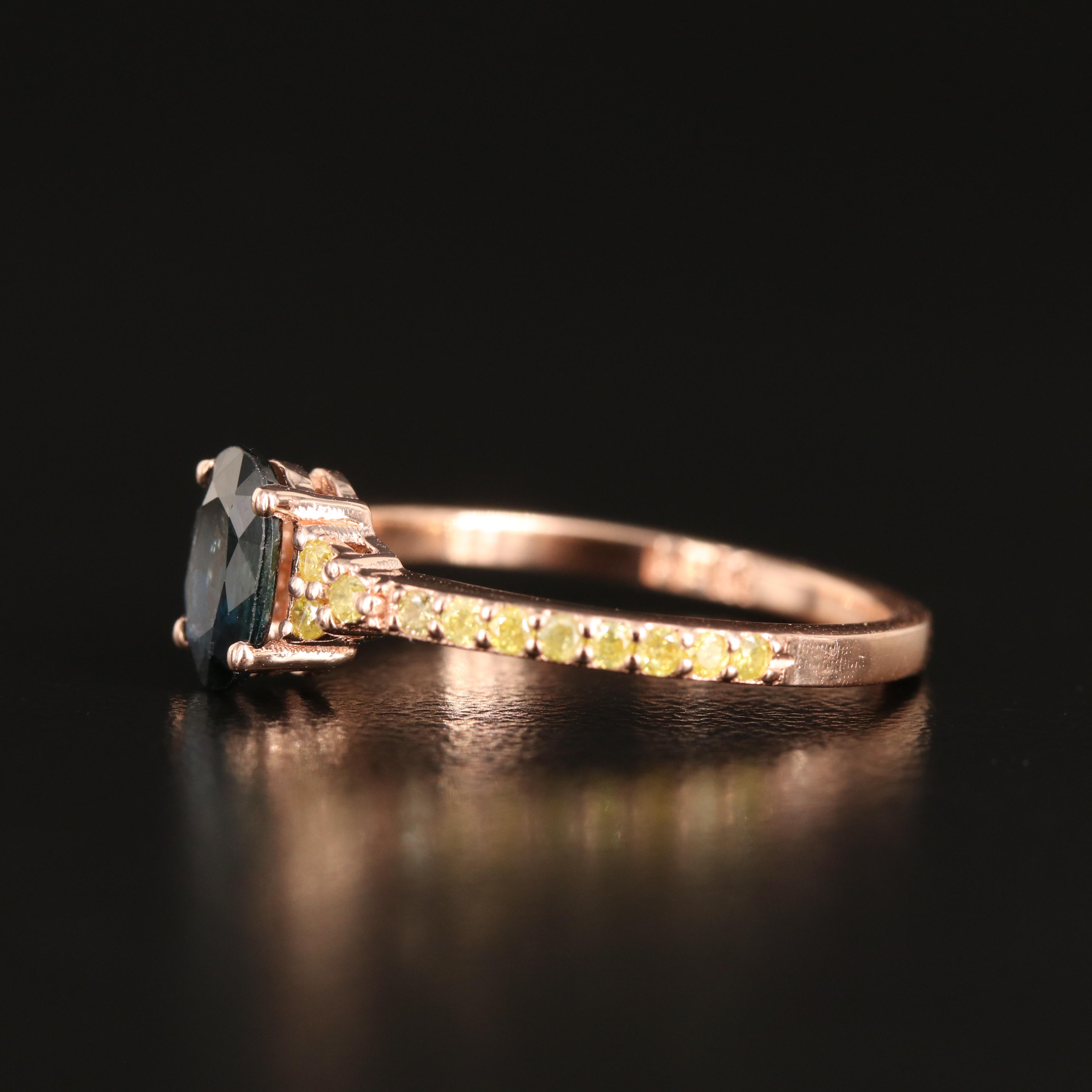 14K Rose Gold Sapphire and Diamond Ring