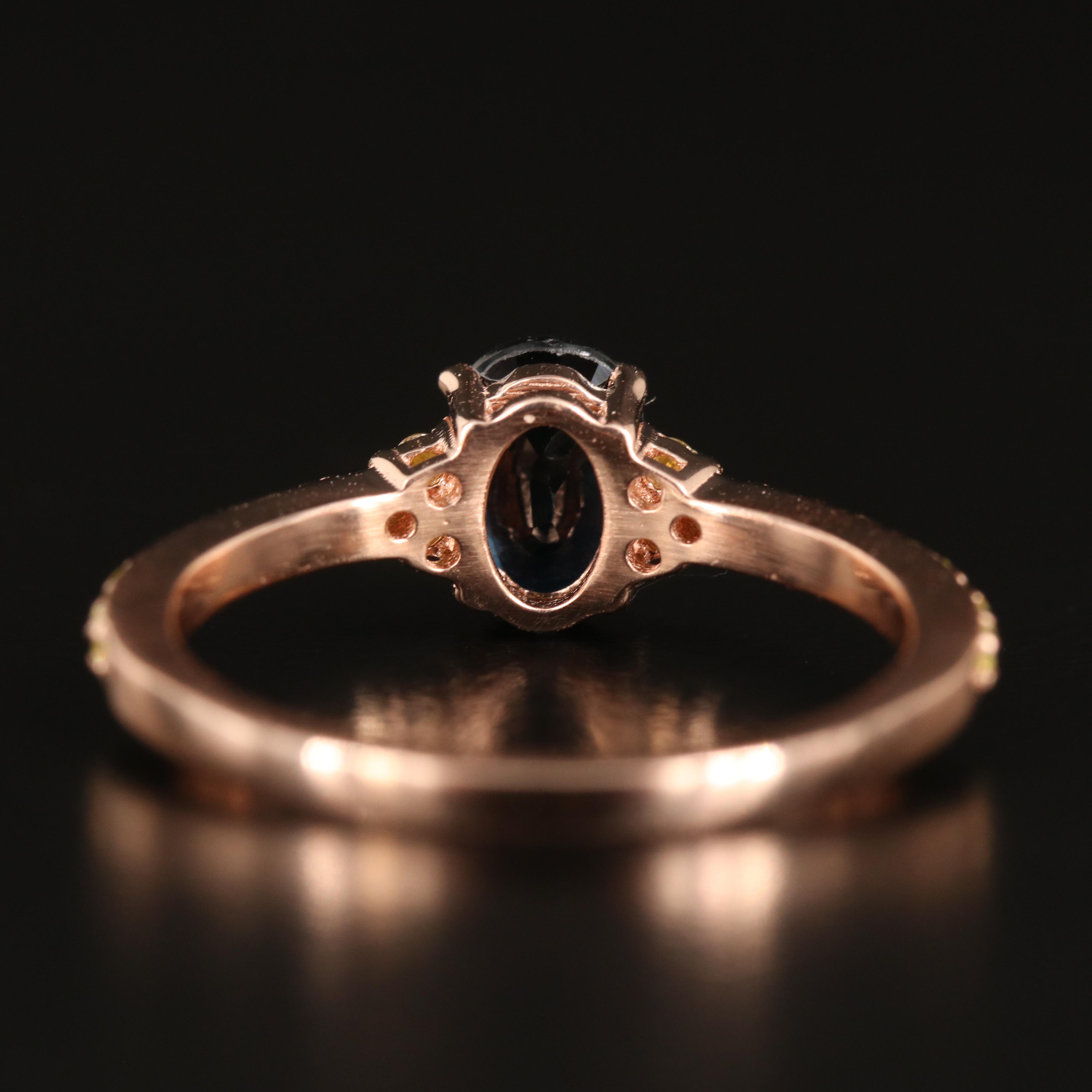 14K Rose Gold Sapphire and Diamond Ring