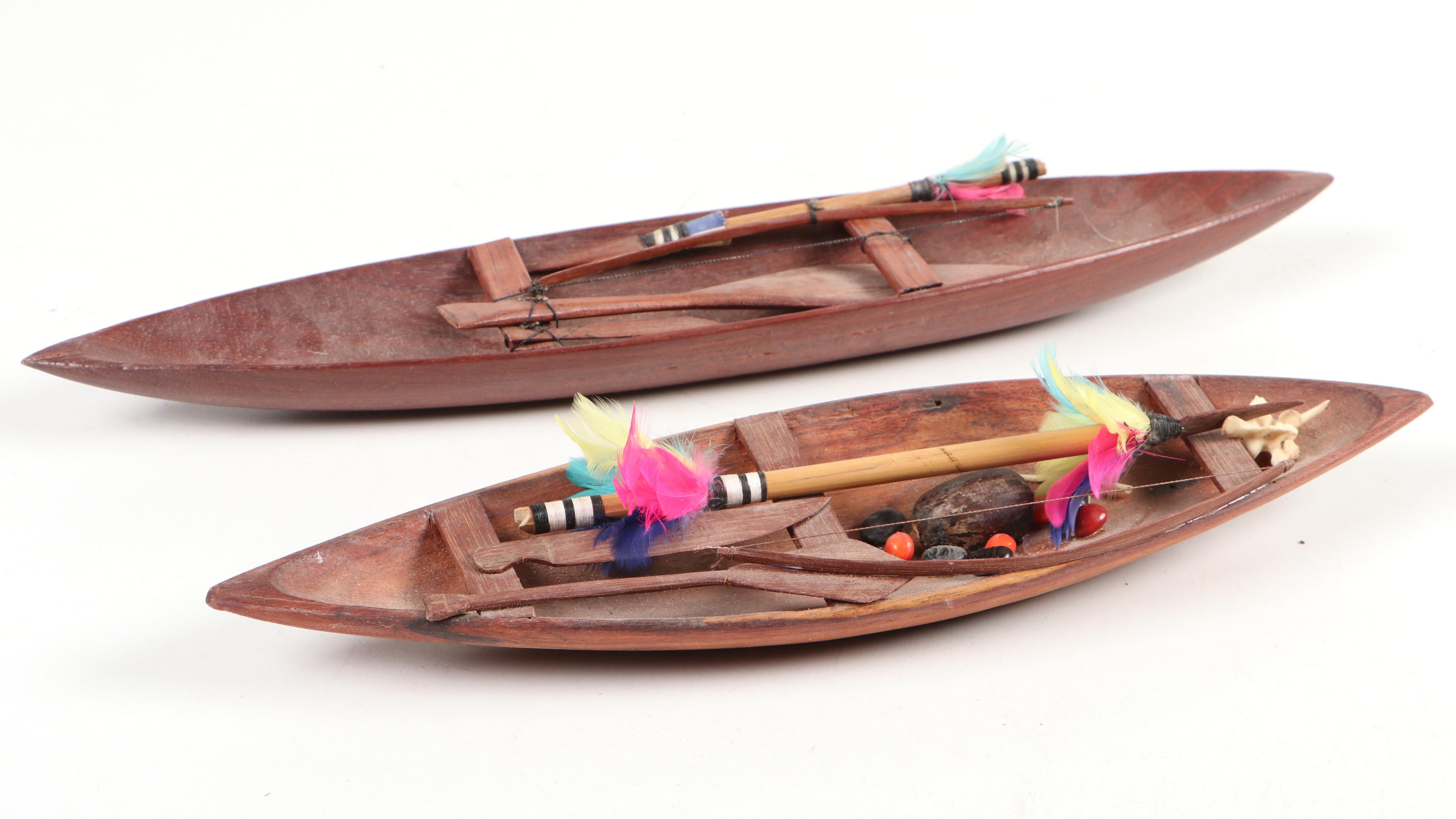 Native American Style Wood Canoe Figurines and More