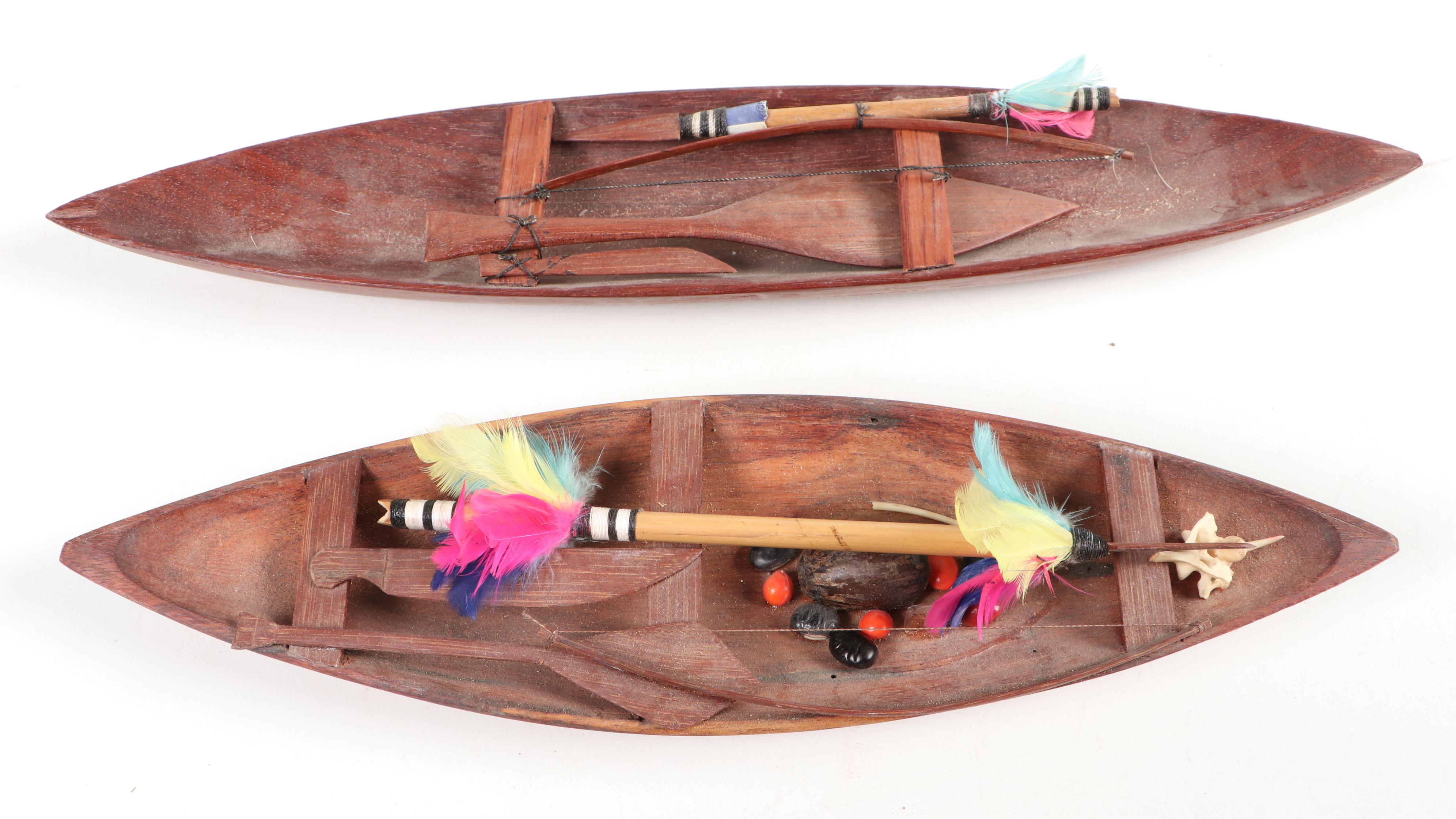 Native American Style Wood Canoe Figurines and More