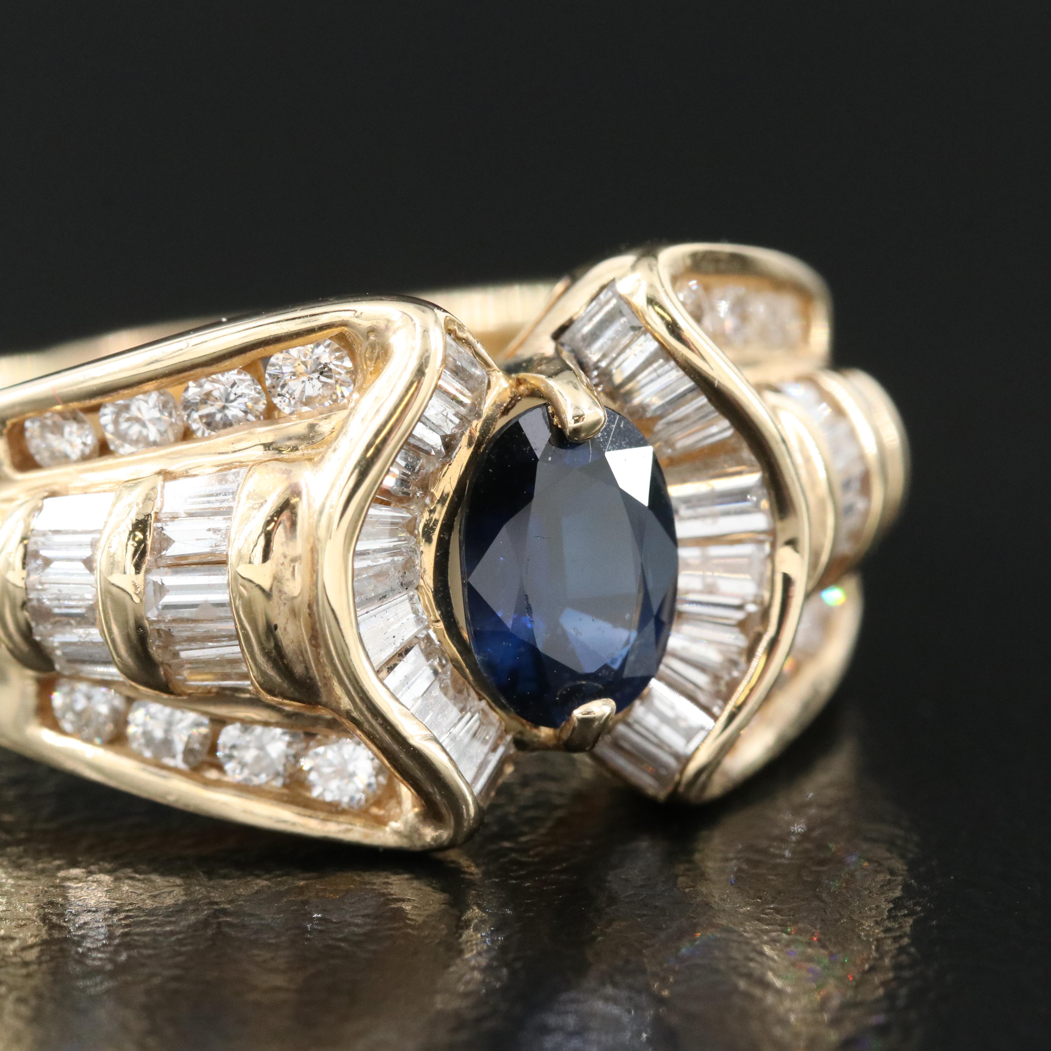 14K 1.05 CT Sapphire and 1.33 CTW Diamond Ring