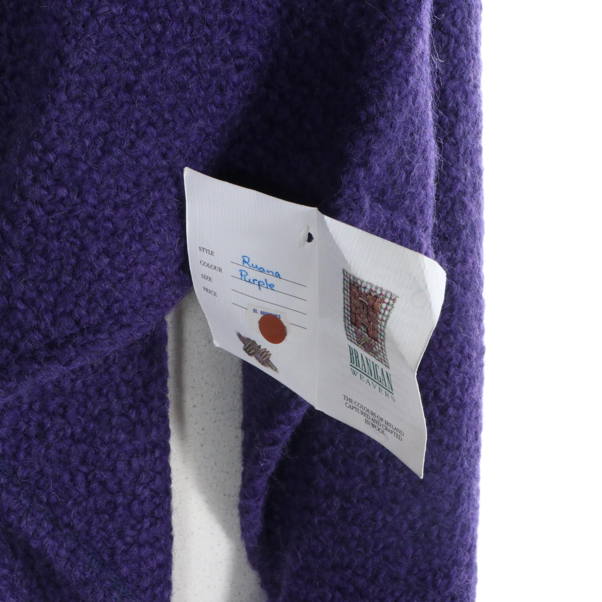 Branigan Weavers Ruana Cape in Purple Wool, New with Tag