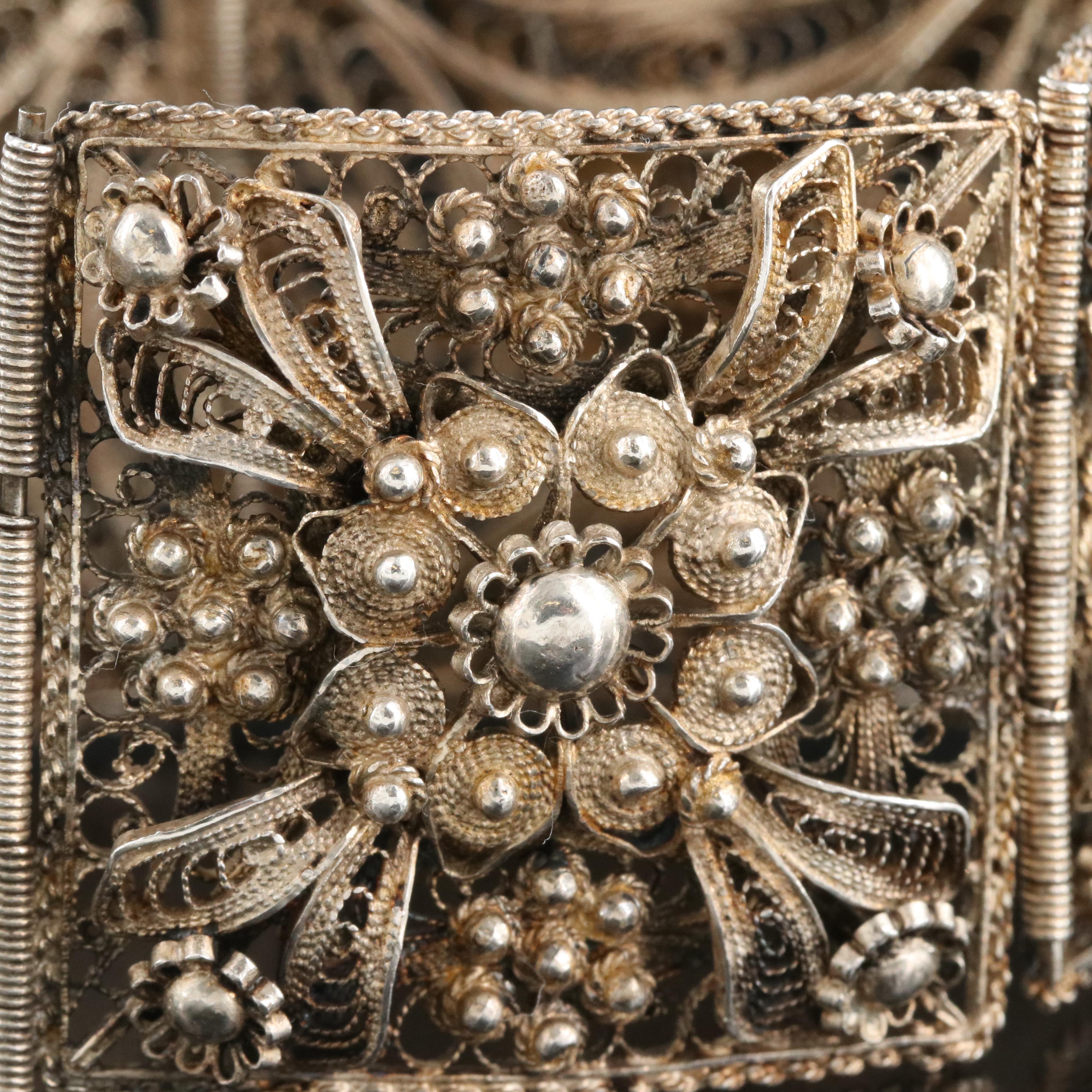 Sterling Silver Cannetille Panel Bracelet