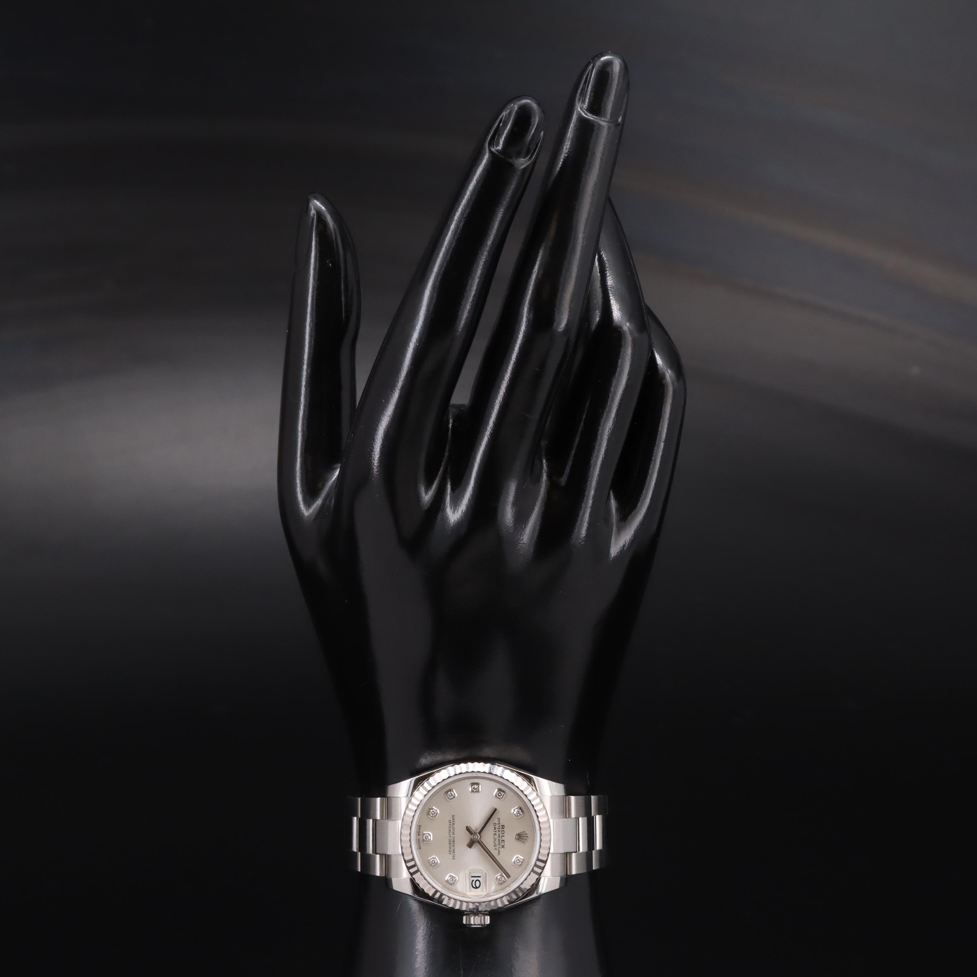 Rolex Oyster Perpetual 18K and Stainless Steel Datejust Diamond Dial Watch