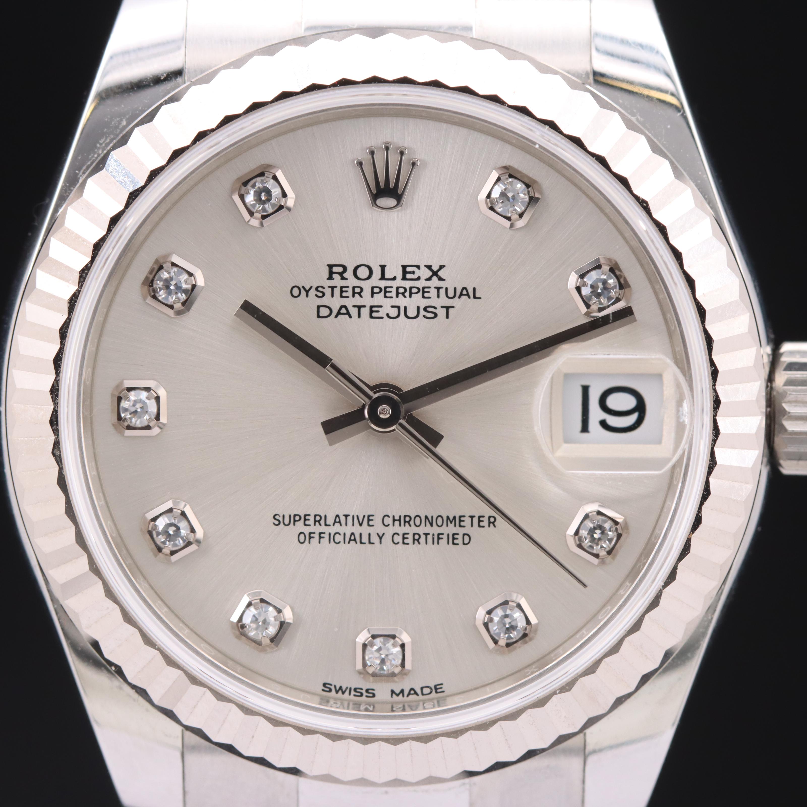 Rolex Oyster Perpetual 18K and Stainless Steel Datejust Diamond Dial Watch
