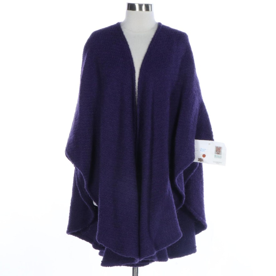 Branigan Weavers Ruana Cape in Purple Wool, New with Tag