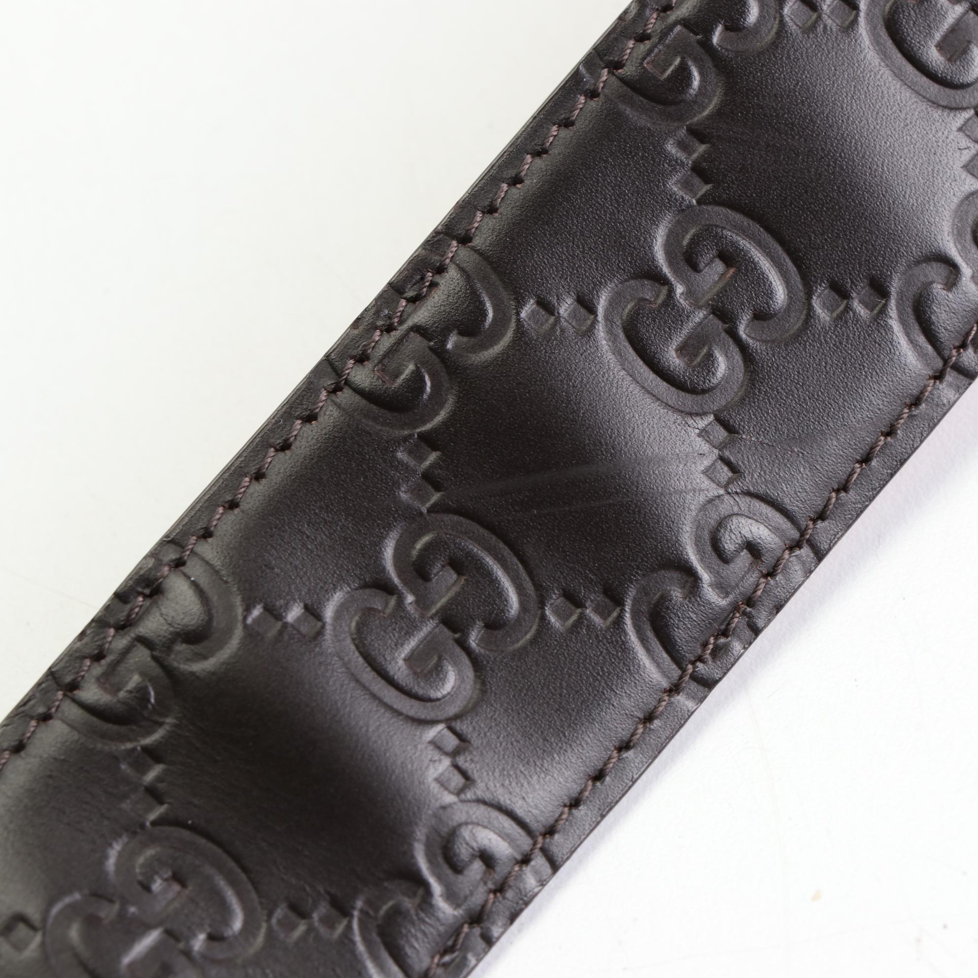 Gucci GG Embossed Leather Belt