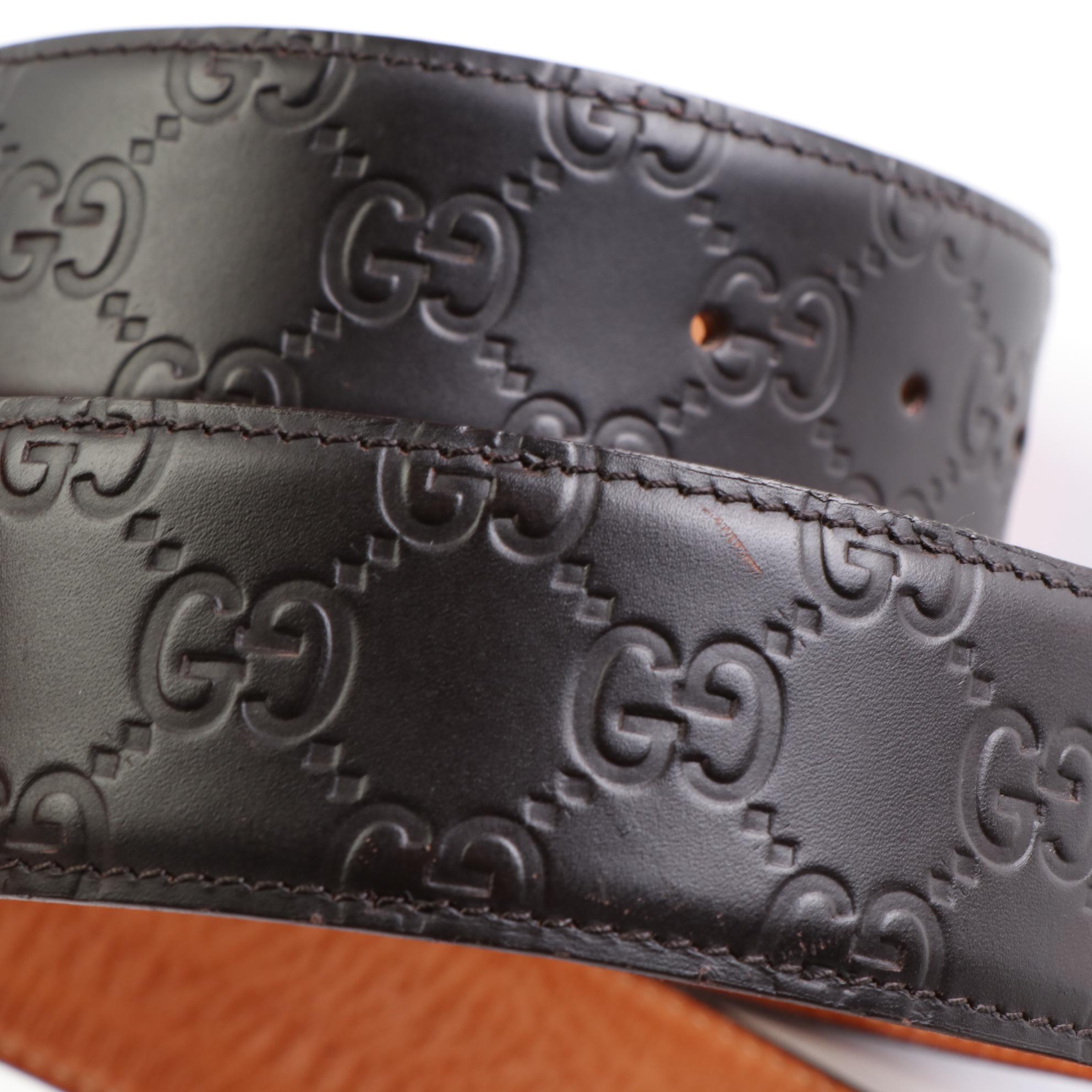 Gucci GG Embossed Leather Belt