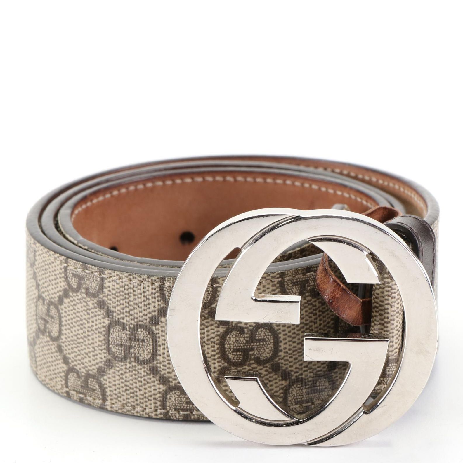 Gucci GG Supreme Canvas and Leather Belt