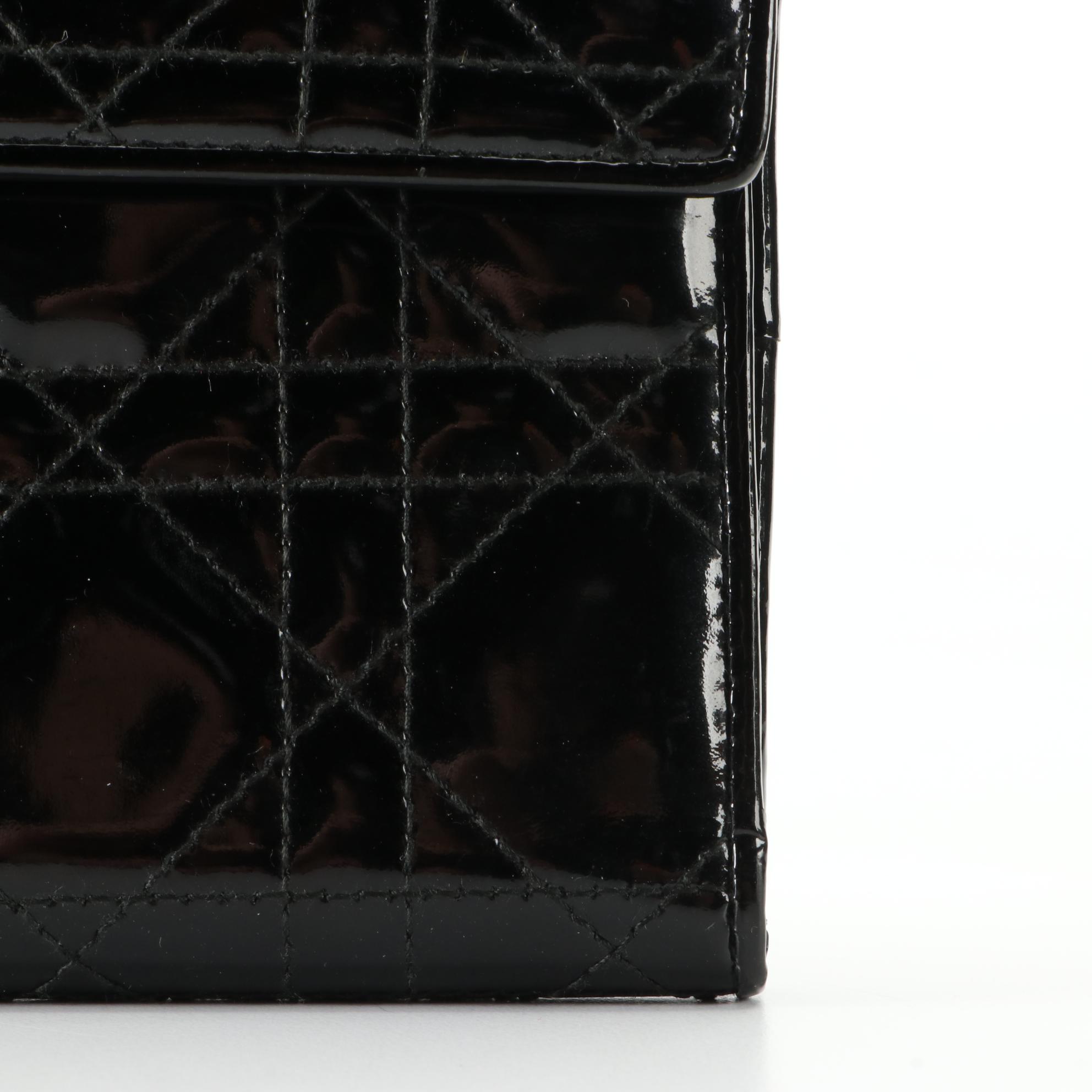 Christian Dior Compact Wallet in Cannage Patent Leather