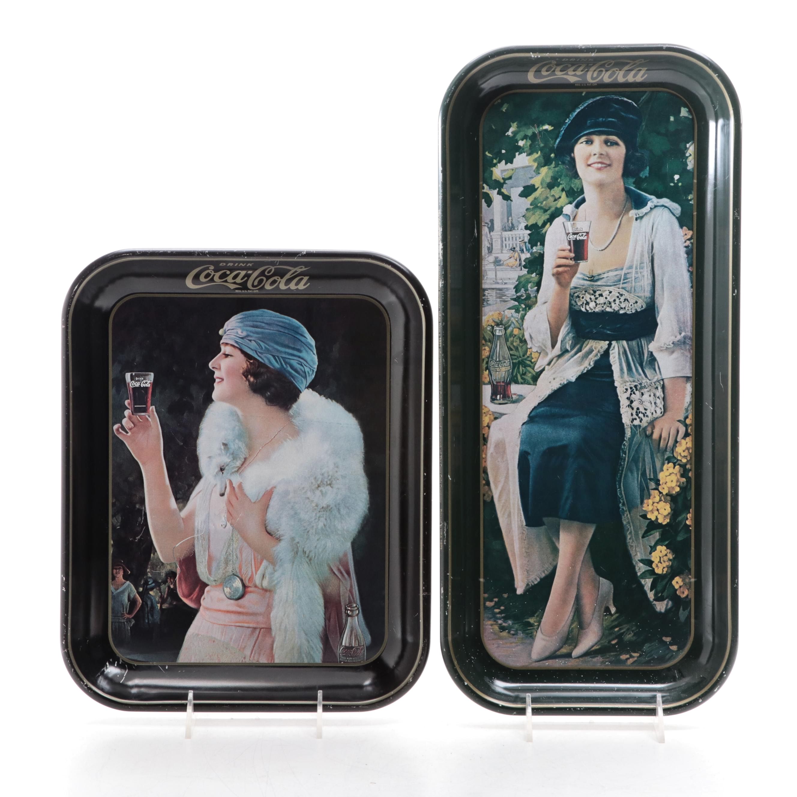 Coca-Cola Tin Lithograph Reproduction Advertising Trays, 1973