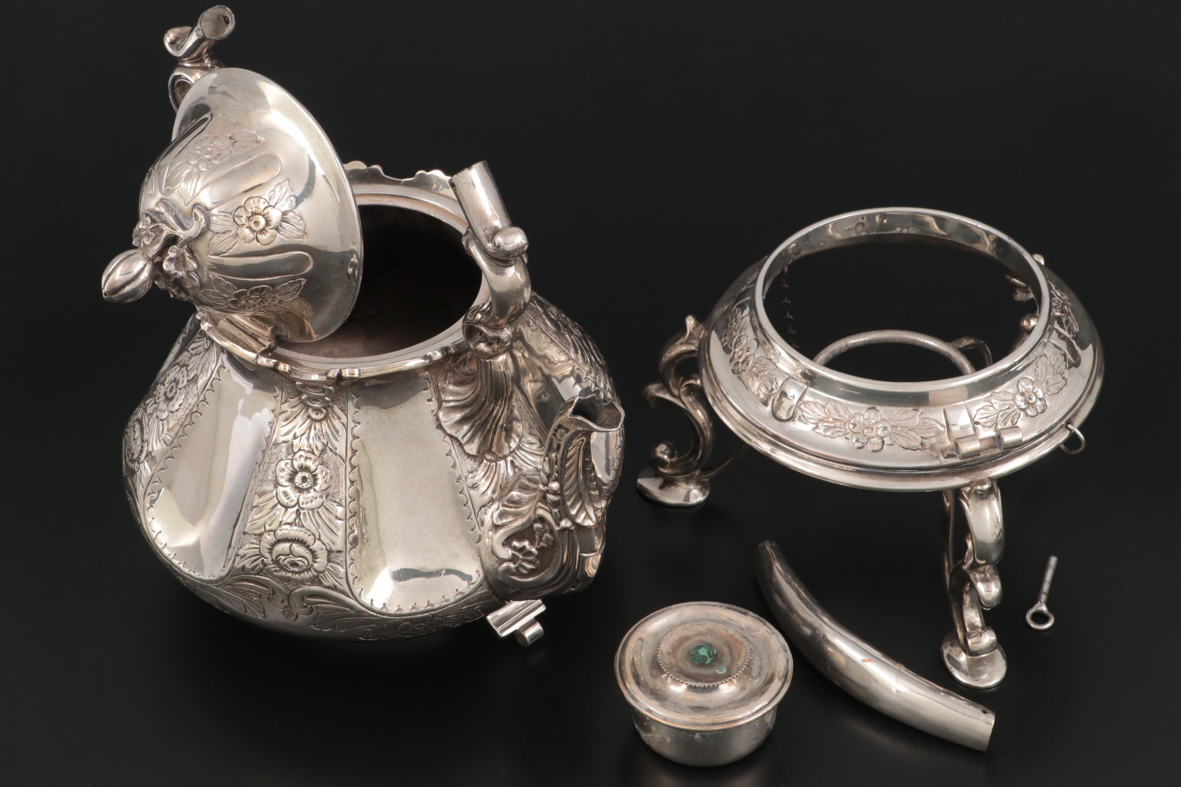 English Sheffield Silver Plate Five Piece Tea and Coffee Set, 19th Century