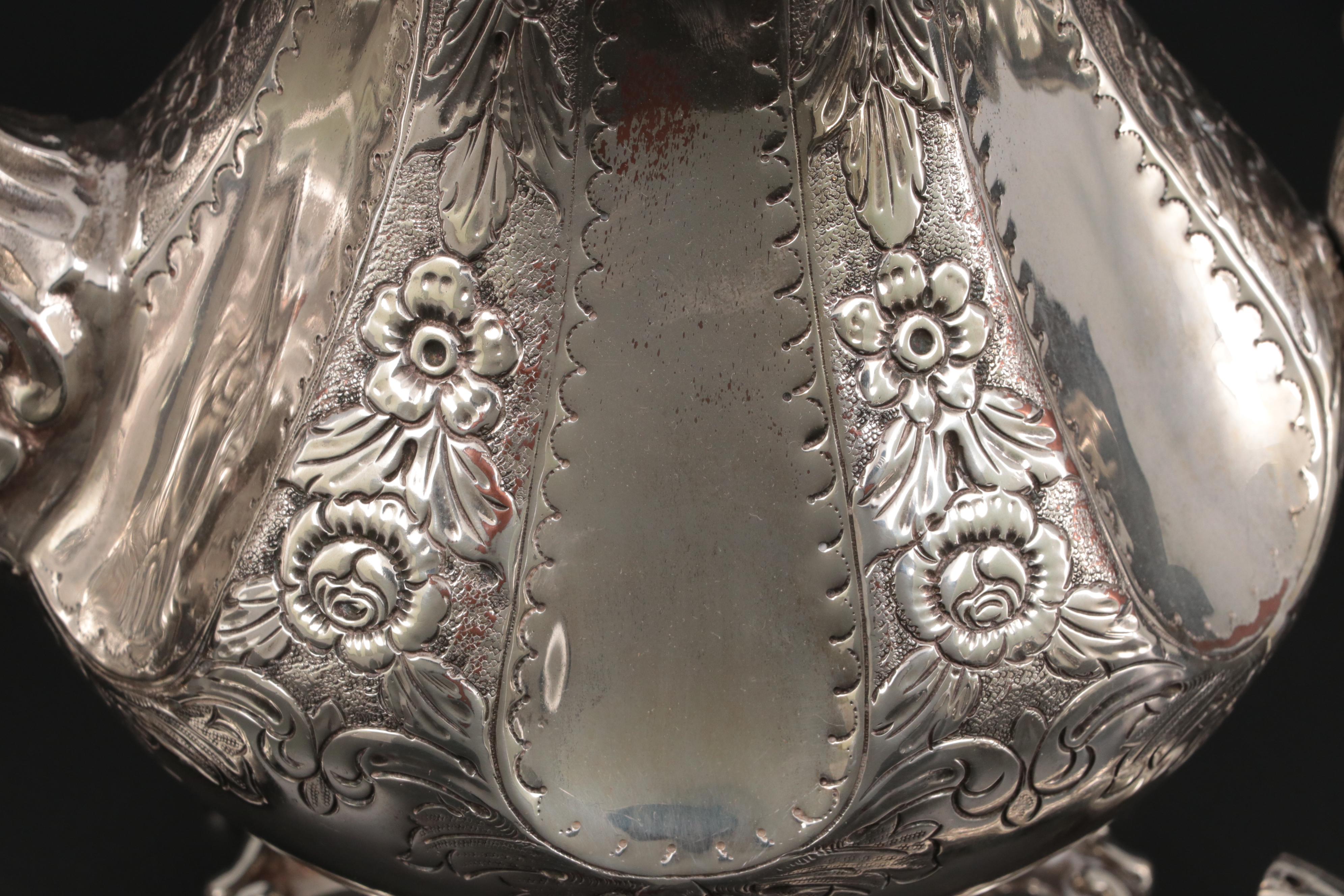 English Sheffield Silver Plate Five Piece Tea and Coffee Set, 19th Century