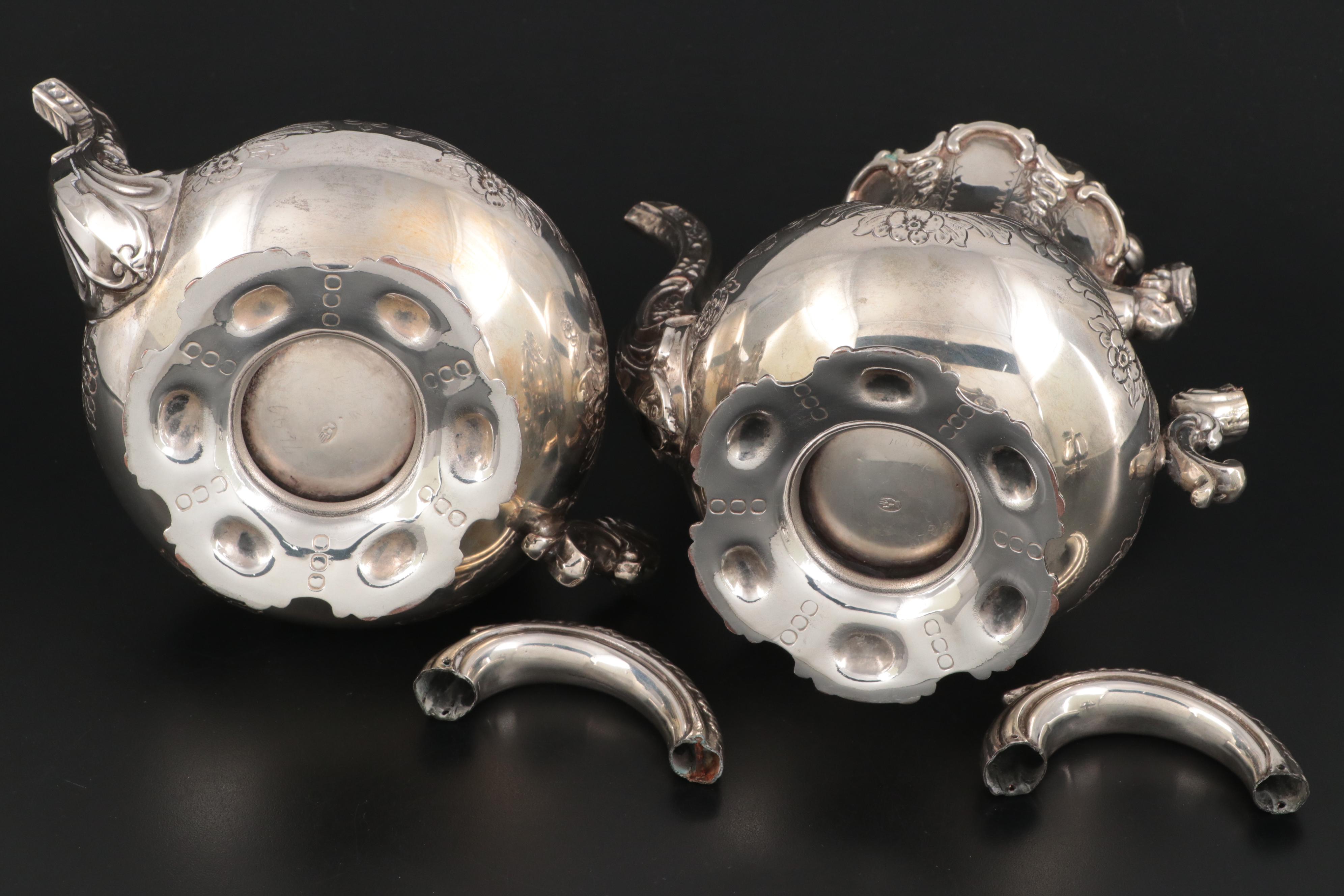 English Sheffield Silver Plate Five Piece Tea and Coffee Set, 19th Century