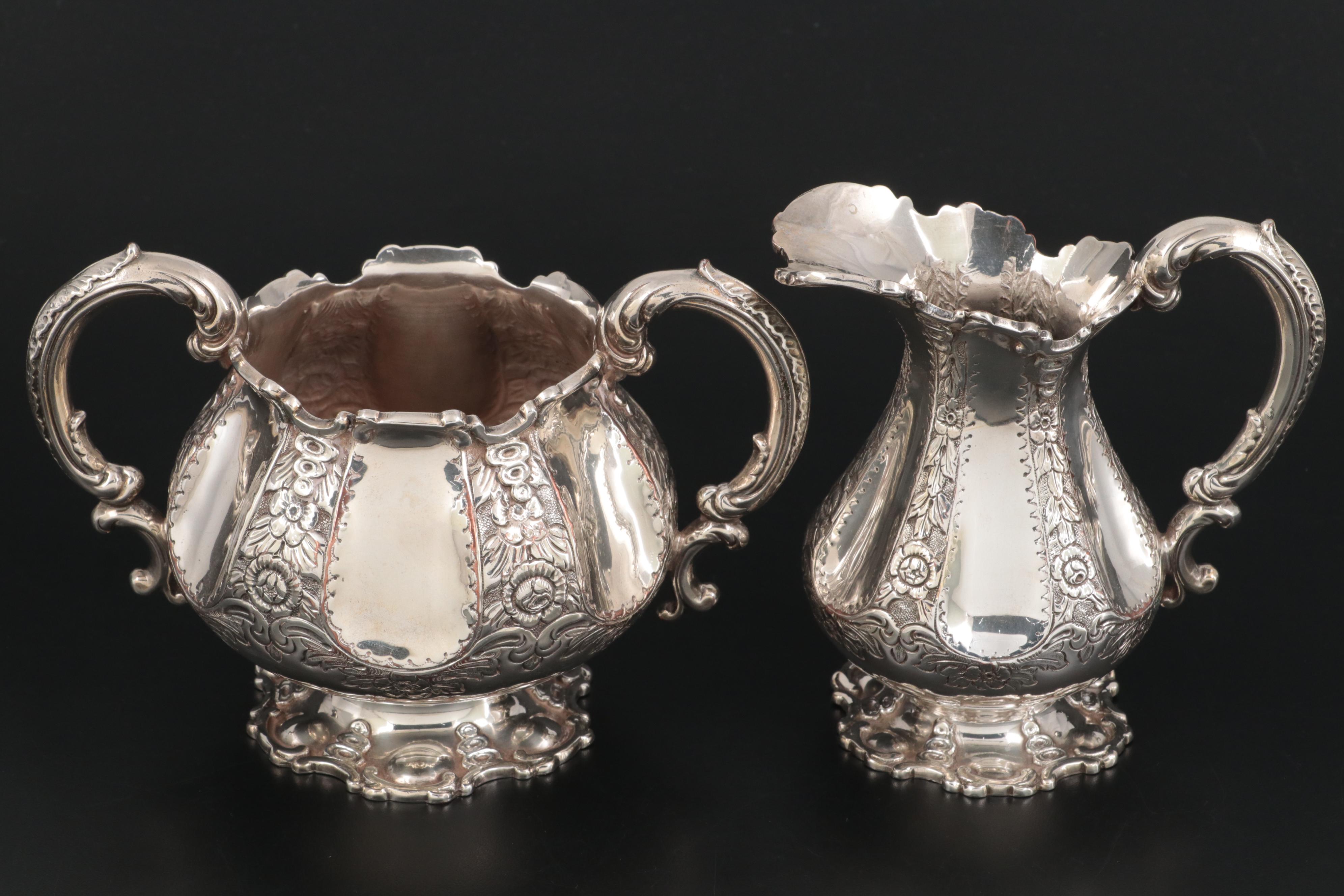 English Sheffield Silver Plate Five Piece Tea and Coffee Set, 19th Century