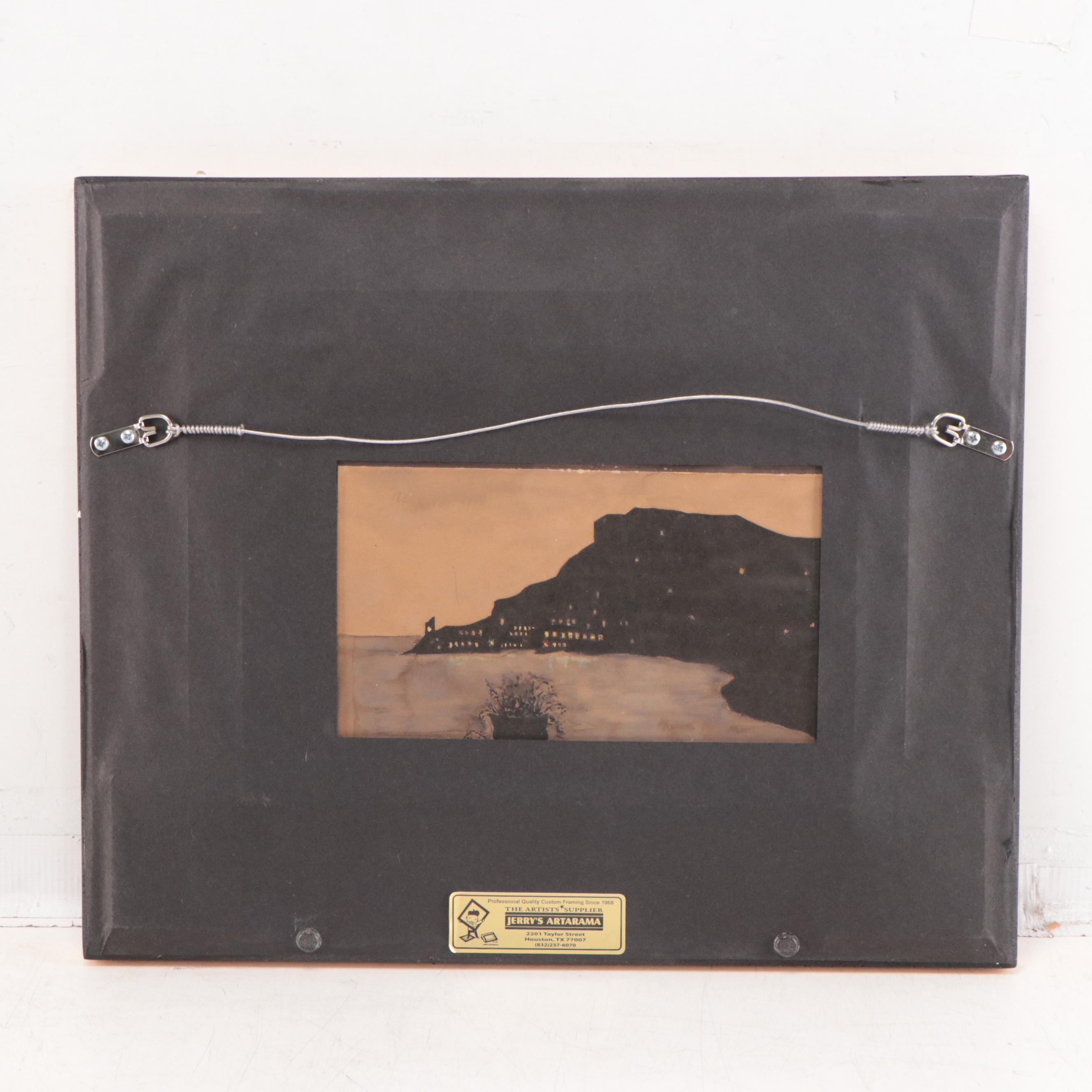 Manner of Auguste Rodin Graphite and Watercolor Drawing of Reclining Nude