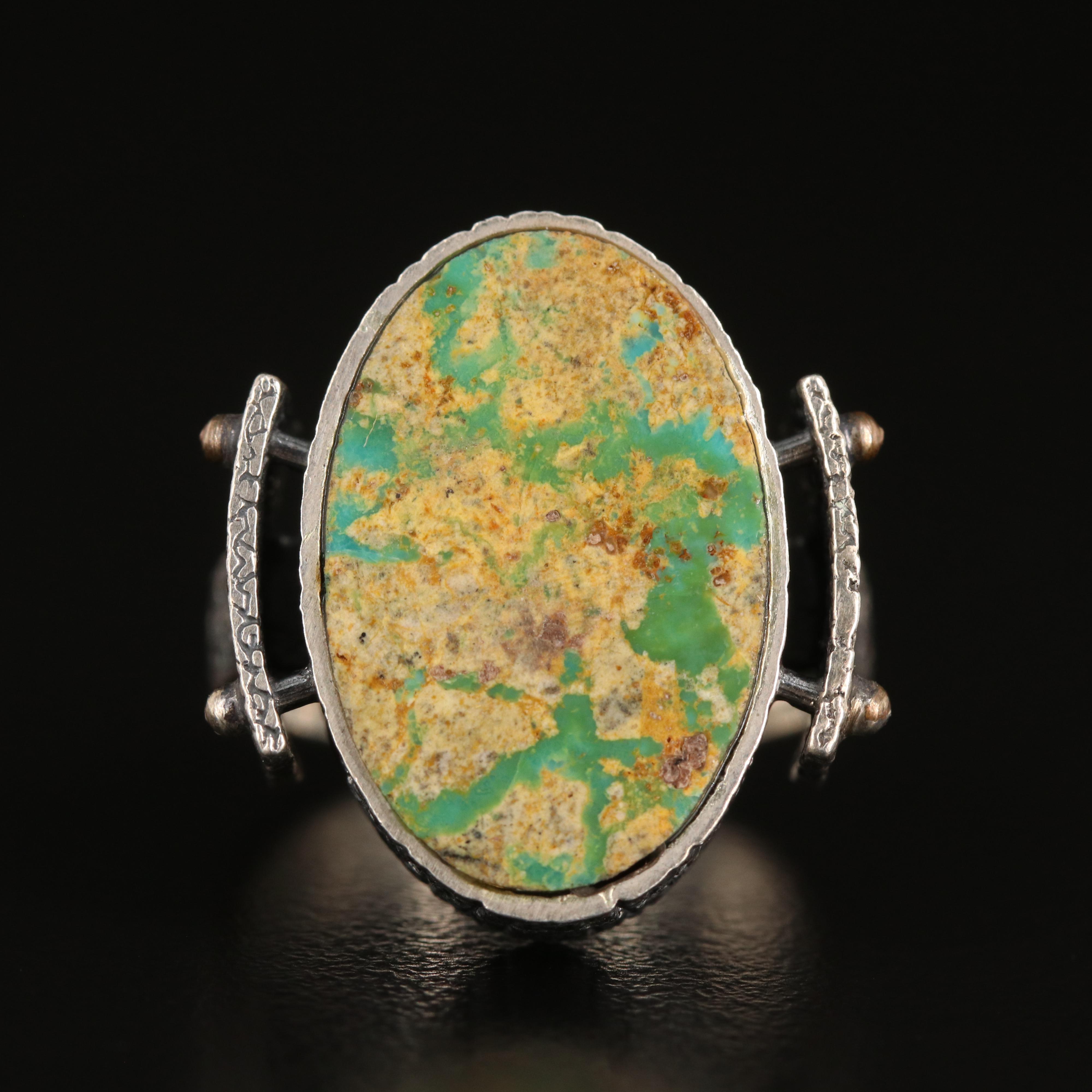 Studio Style Sterling Turquoise Ring Attributed to Kai Hill