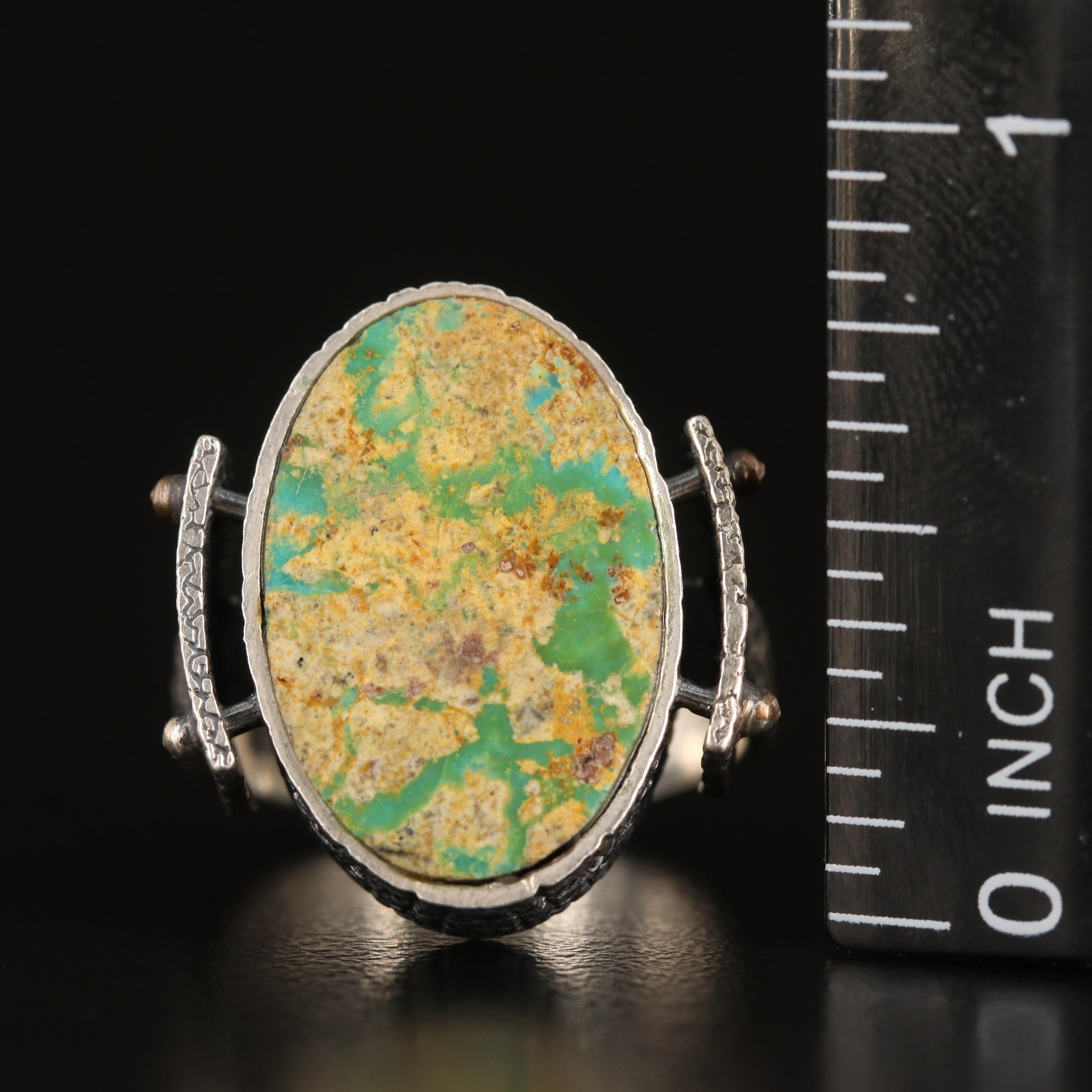 Studio Style Sterling Turquoise Ring Attributed to Kai Hill