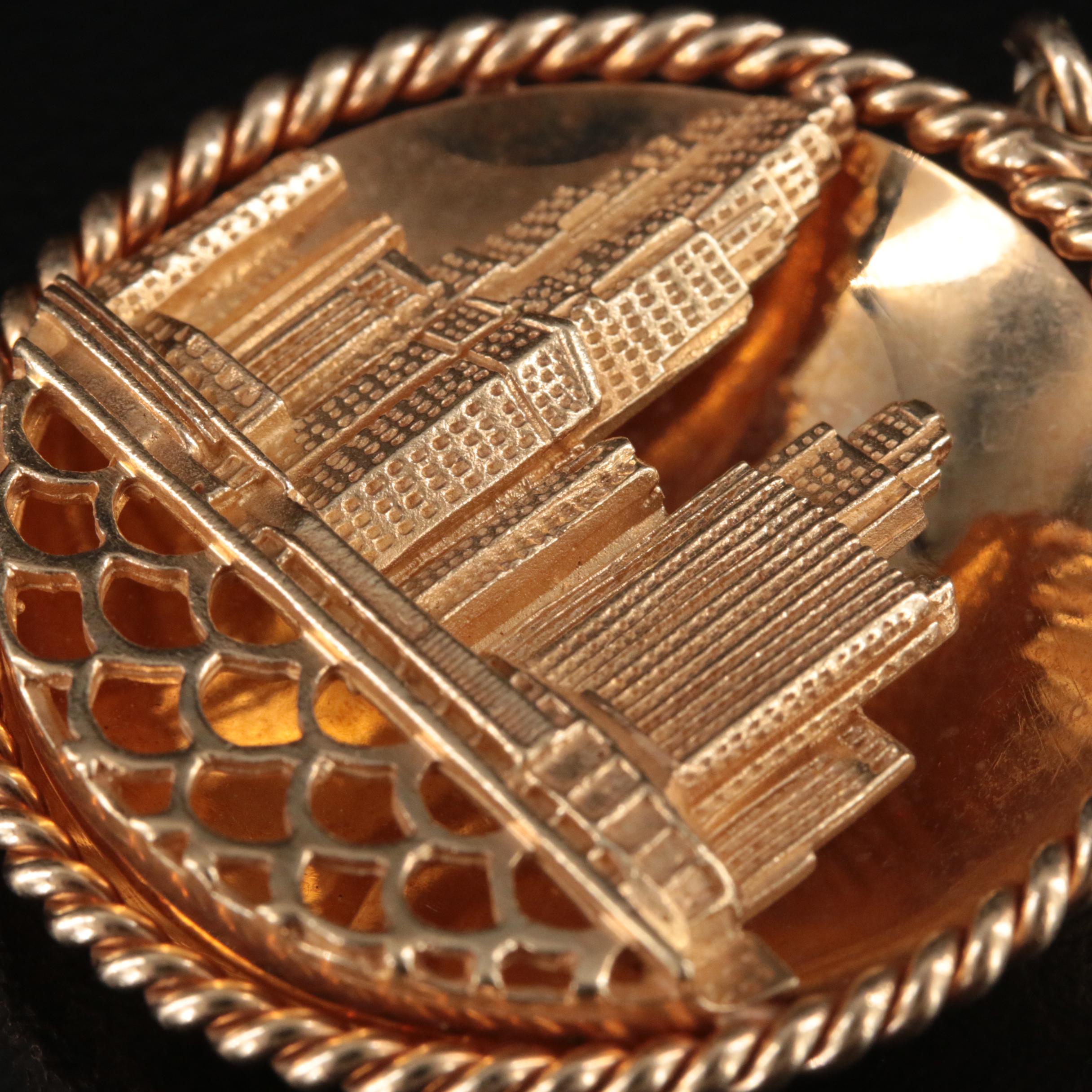 Vintage 14K Cincinnati Cityscape Charm Pendant