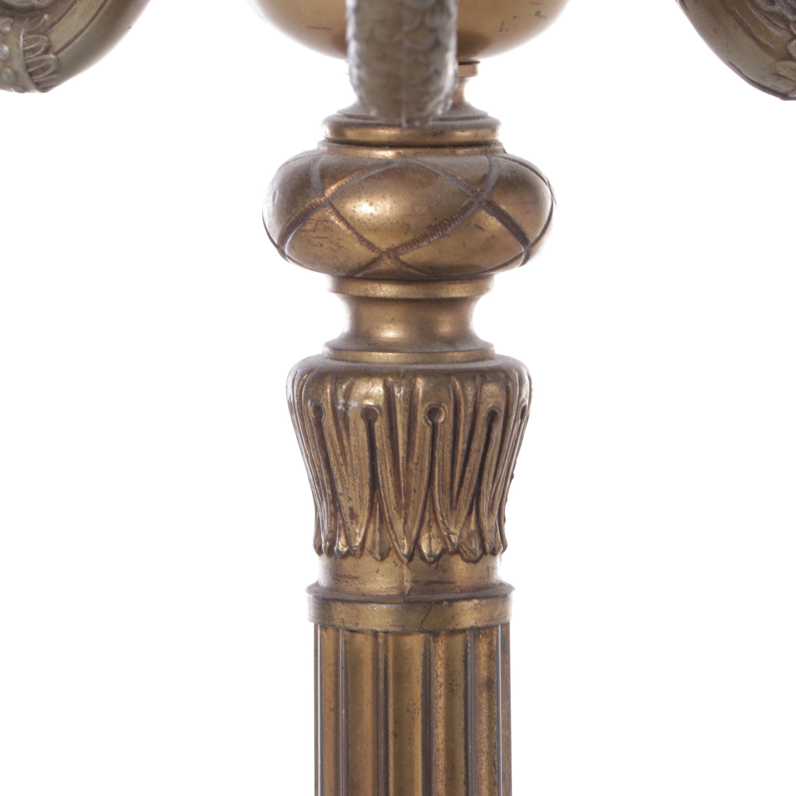 Late Victorian Gilt Metal and Banded Calcite Mughal Torchiere Floor Lamp