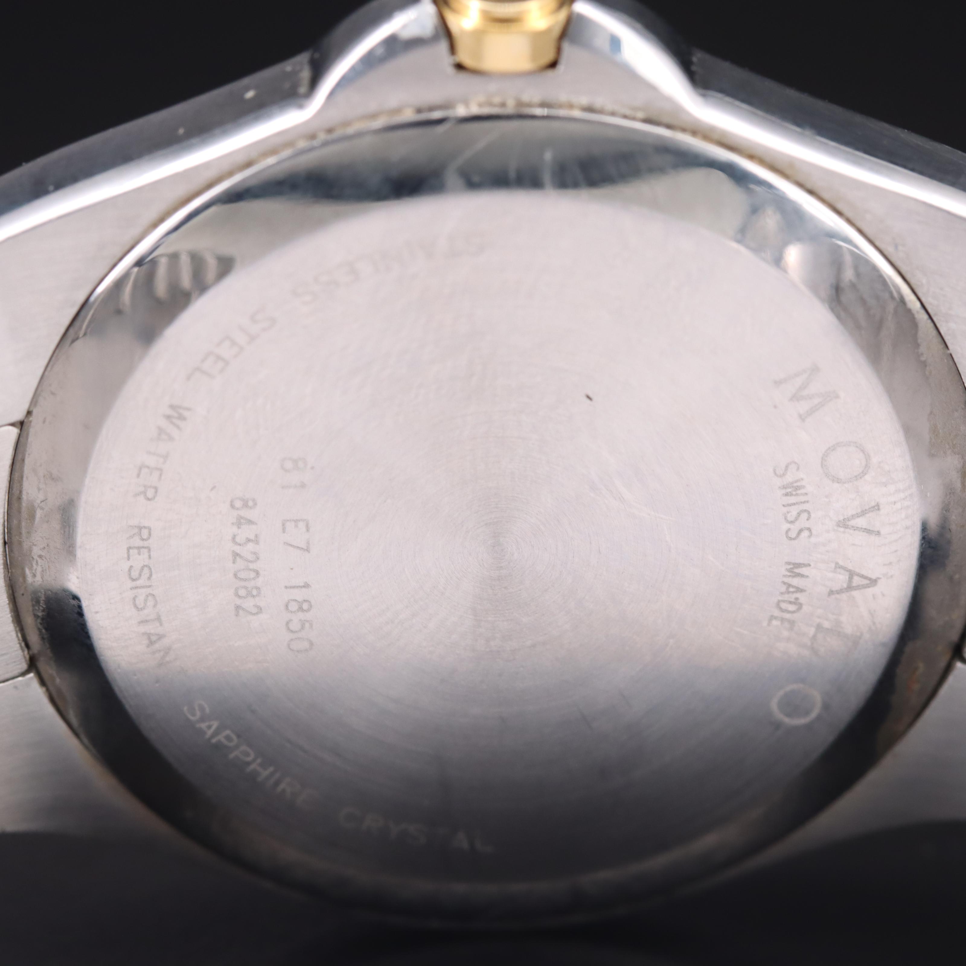 Movado Luno Sport Black Dial Two Tone Watch