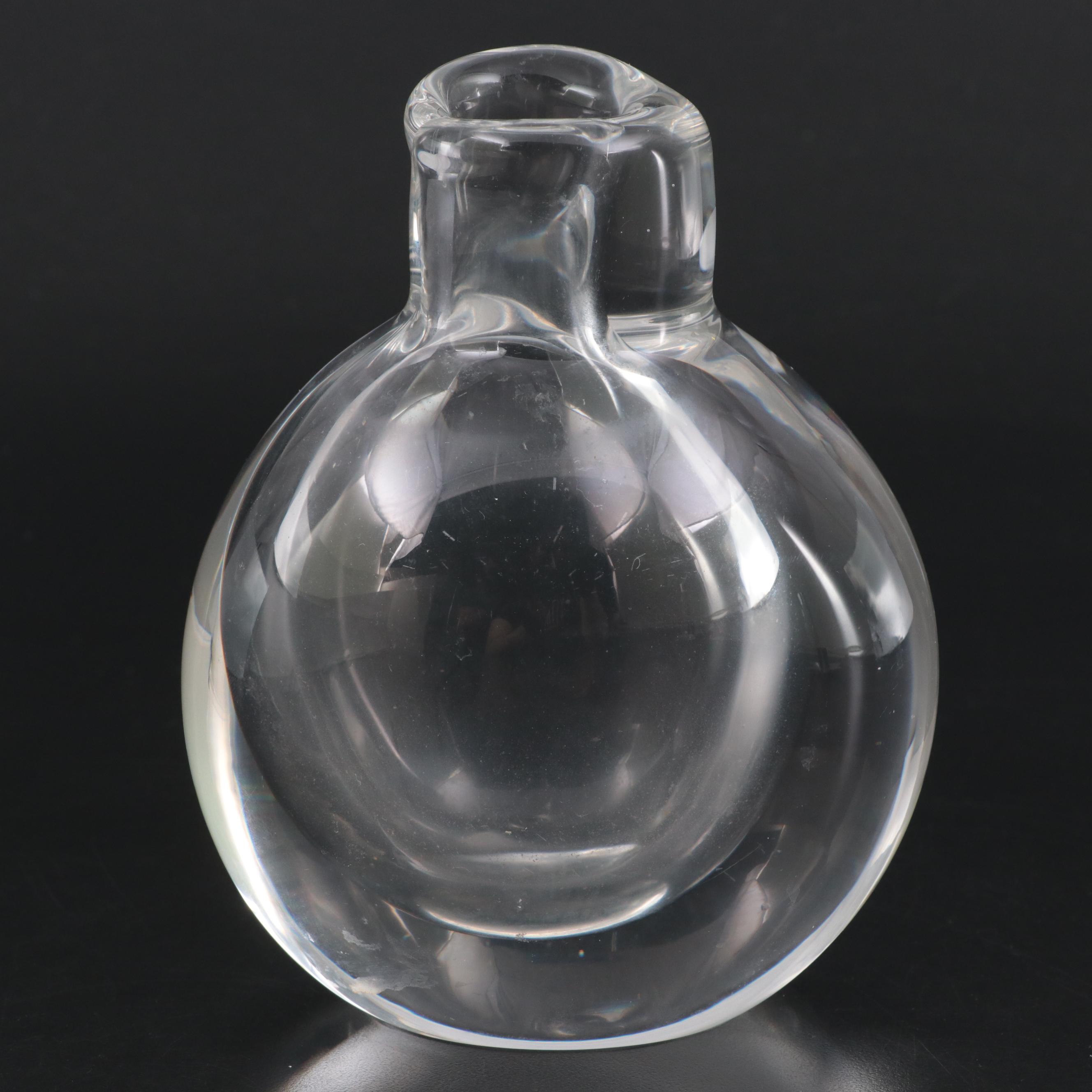 Kosta Crystal Bud Vase with Other Pewter Flower Shaped Candle Holders