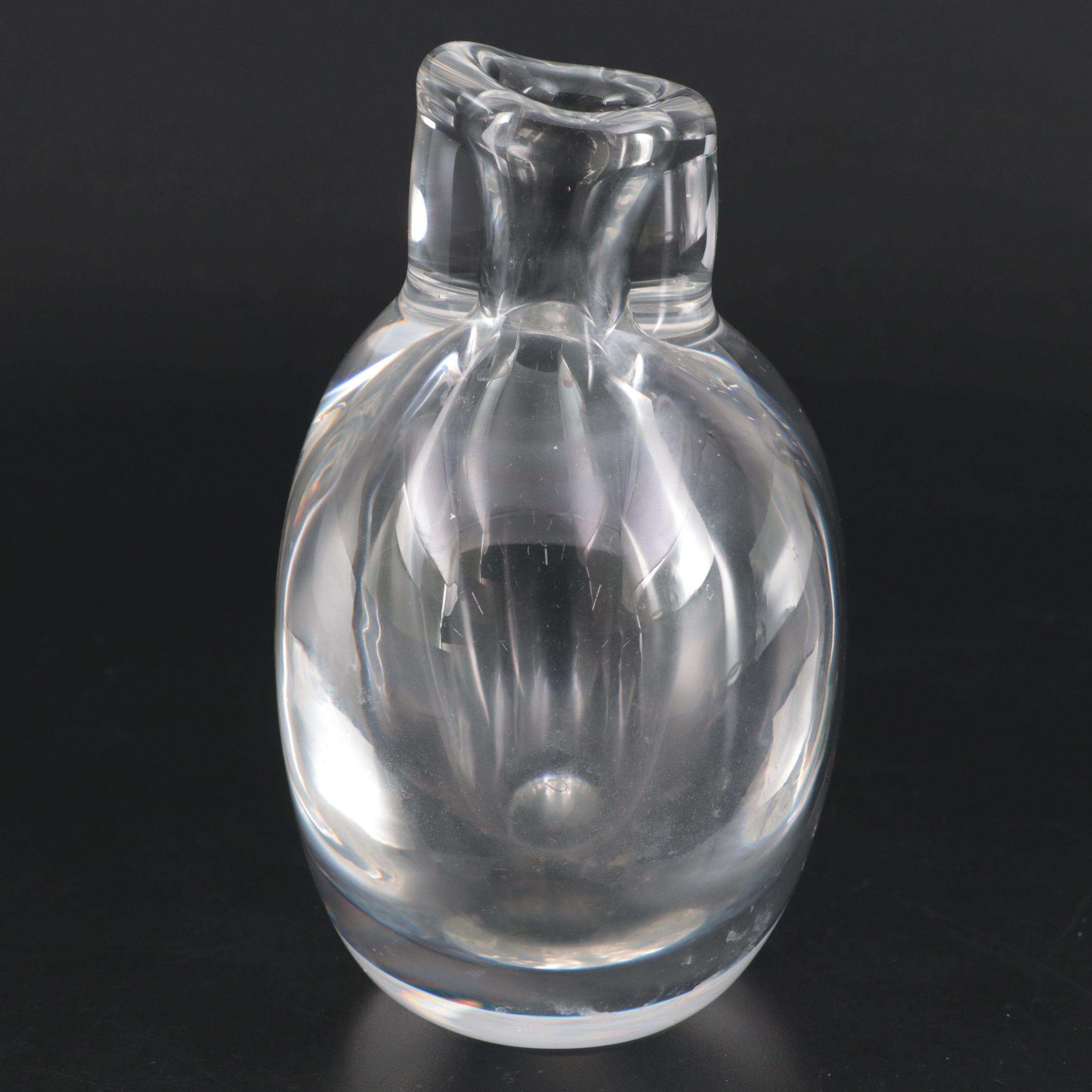 Kosta Crystal Bud Vase with Other Pewter Flower Shaped Candle Holders