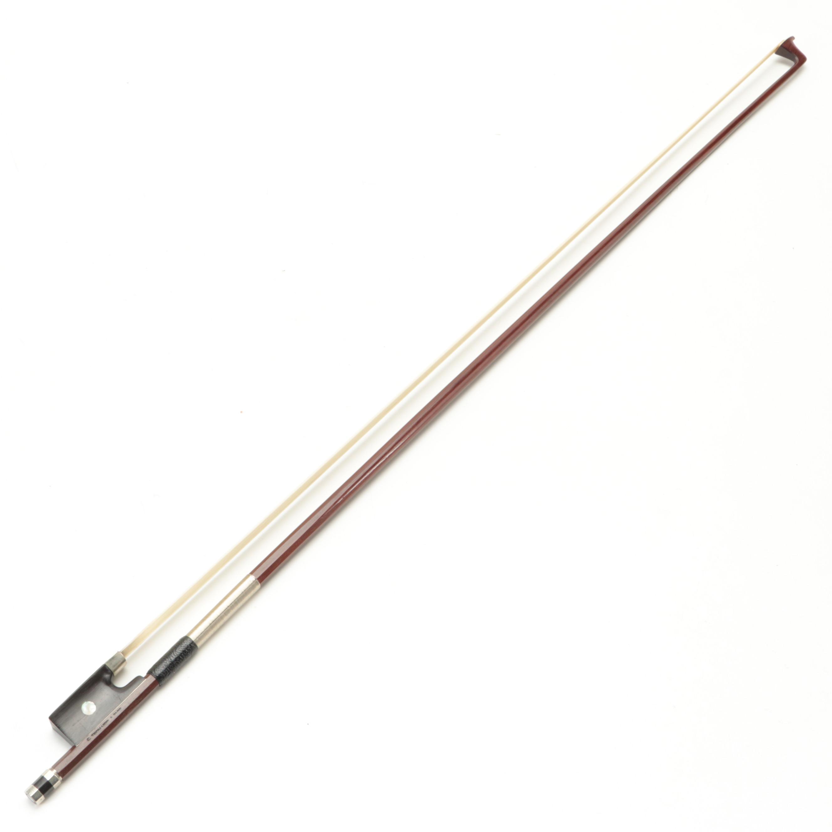 Claude Thomassin Paris Mother-of-Pearl Inlaid Violin Bow with Case