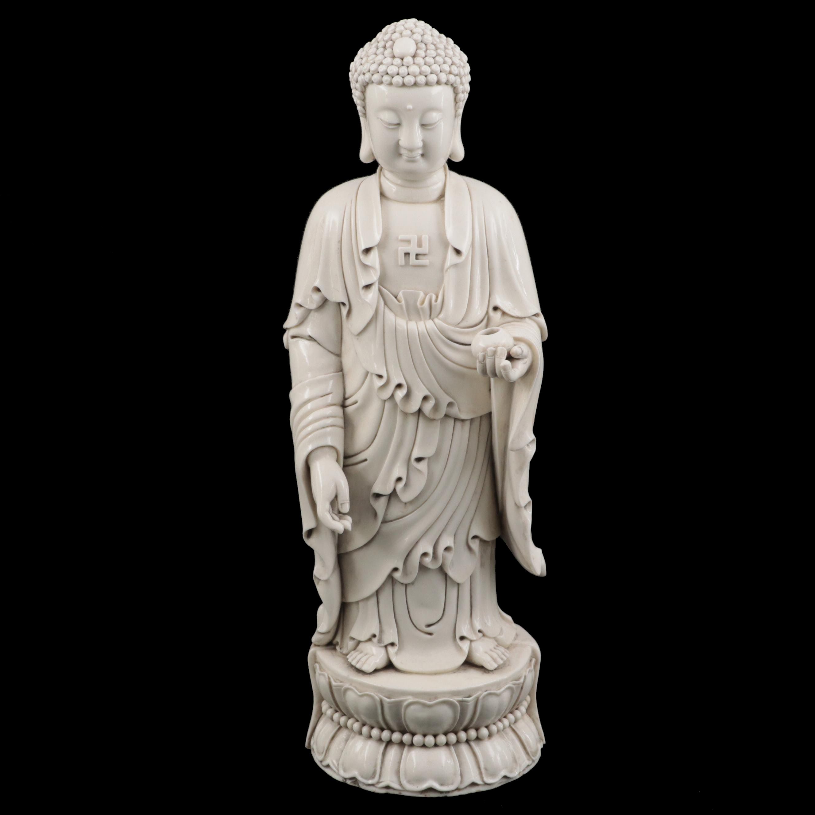 Chinese Dehua Porcelain Figurine of Standing Buddha