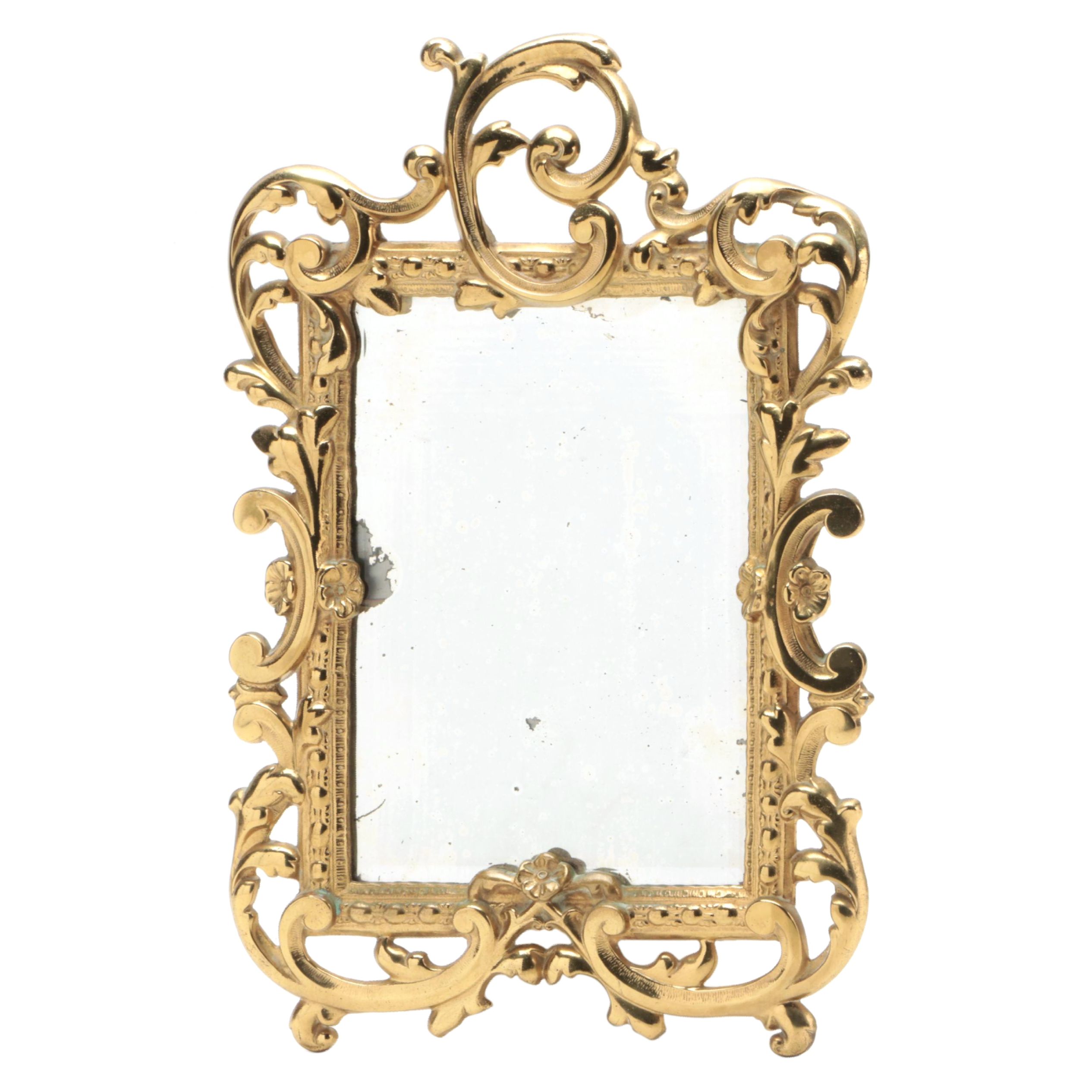 Rococo Style Brass Mirror, 20th Century