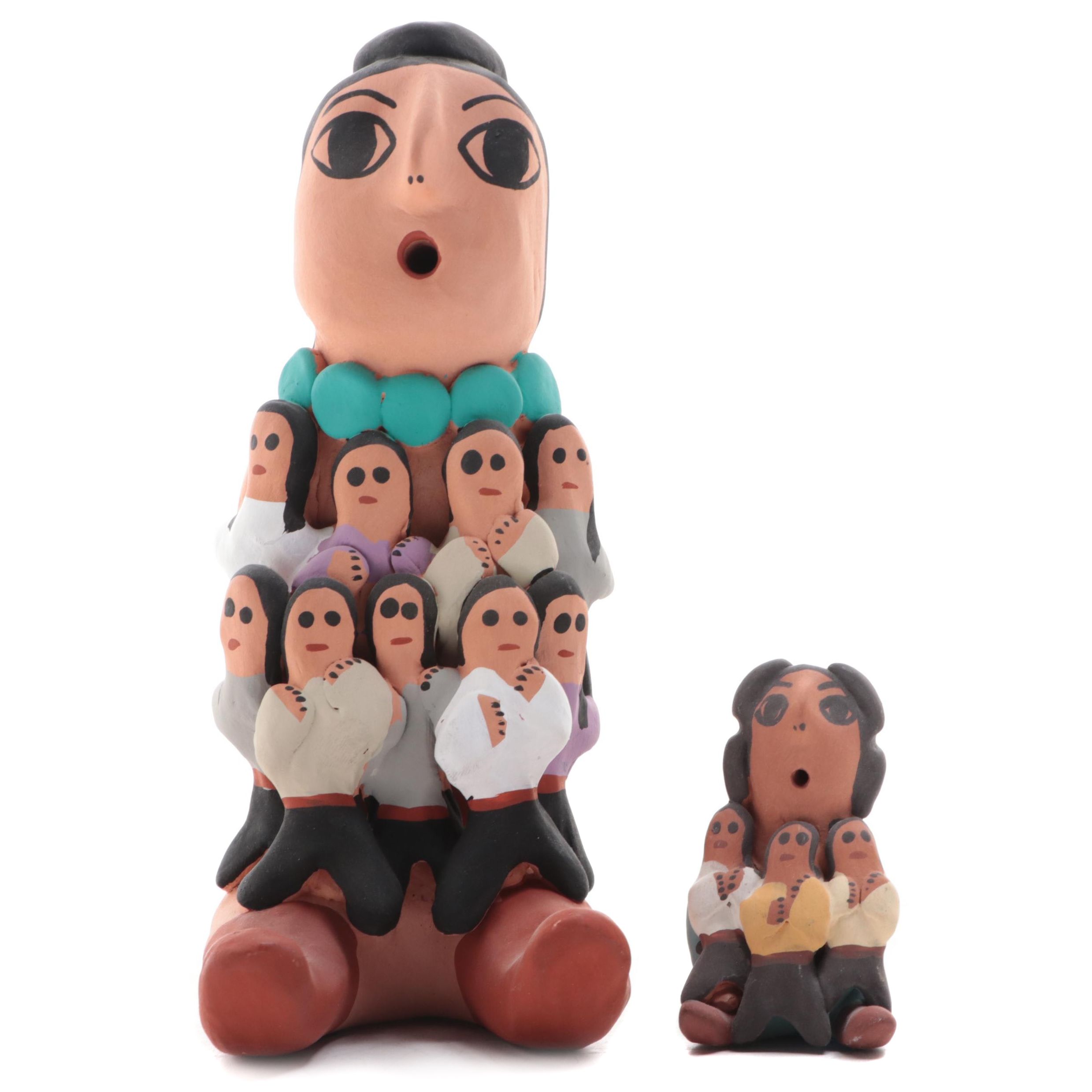 Artist Signed Ceramic Storyteller Figurines