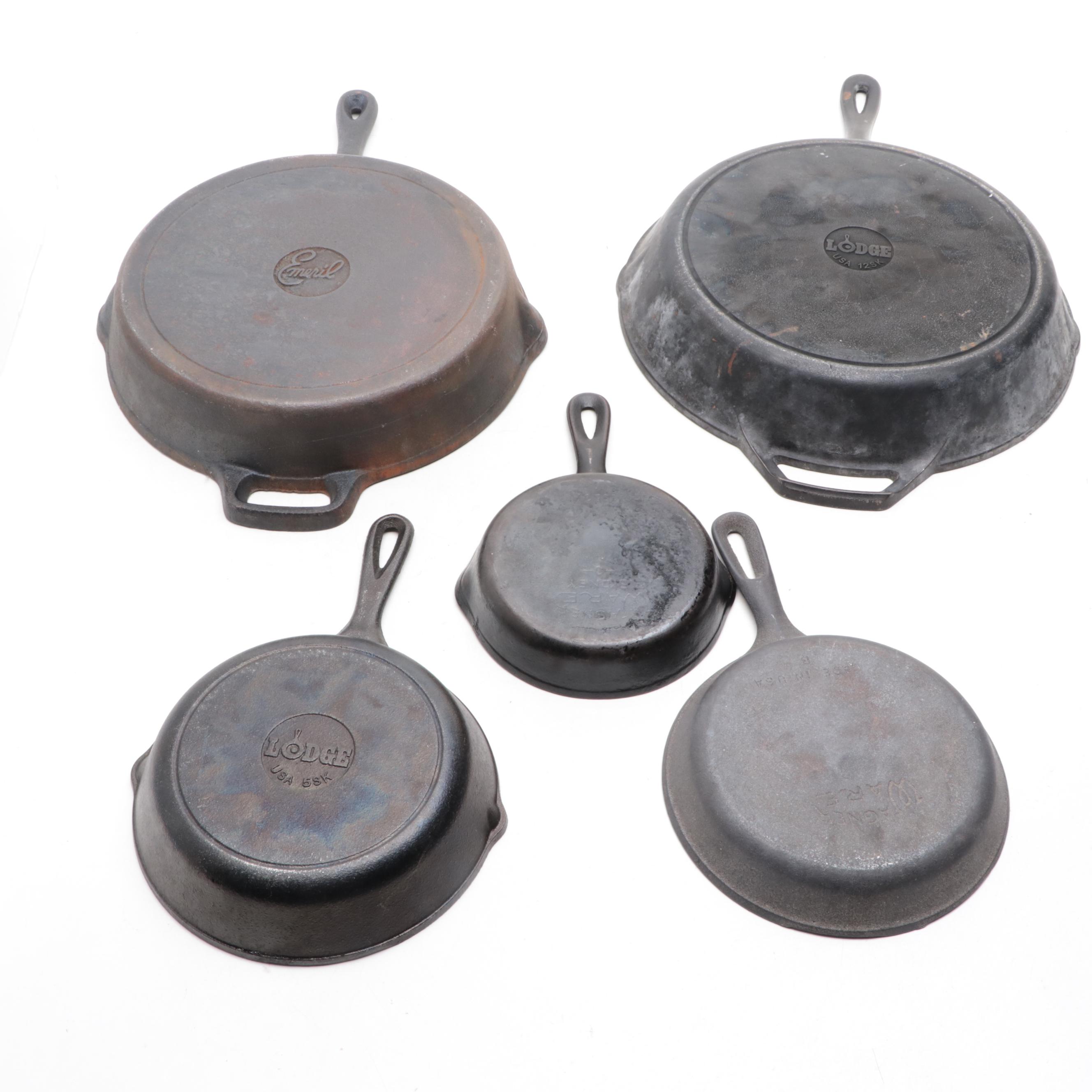 Lodge, Wagner, and Emeril Cast Iron Skillets