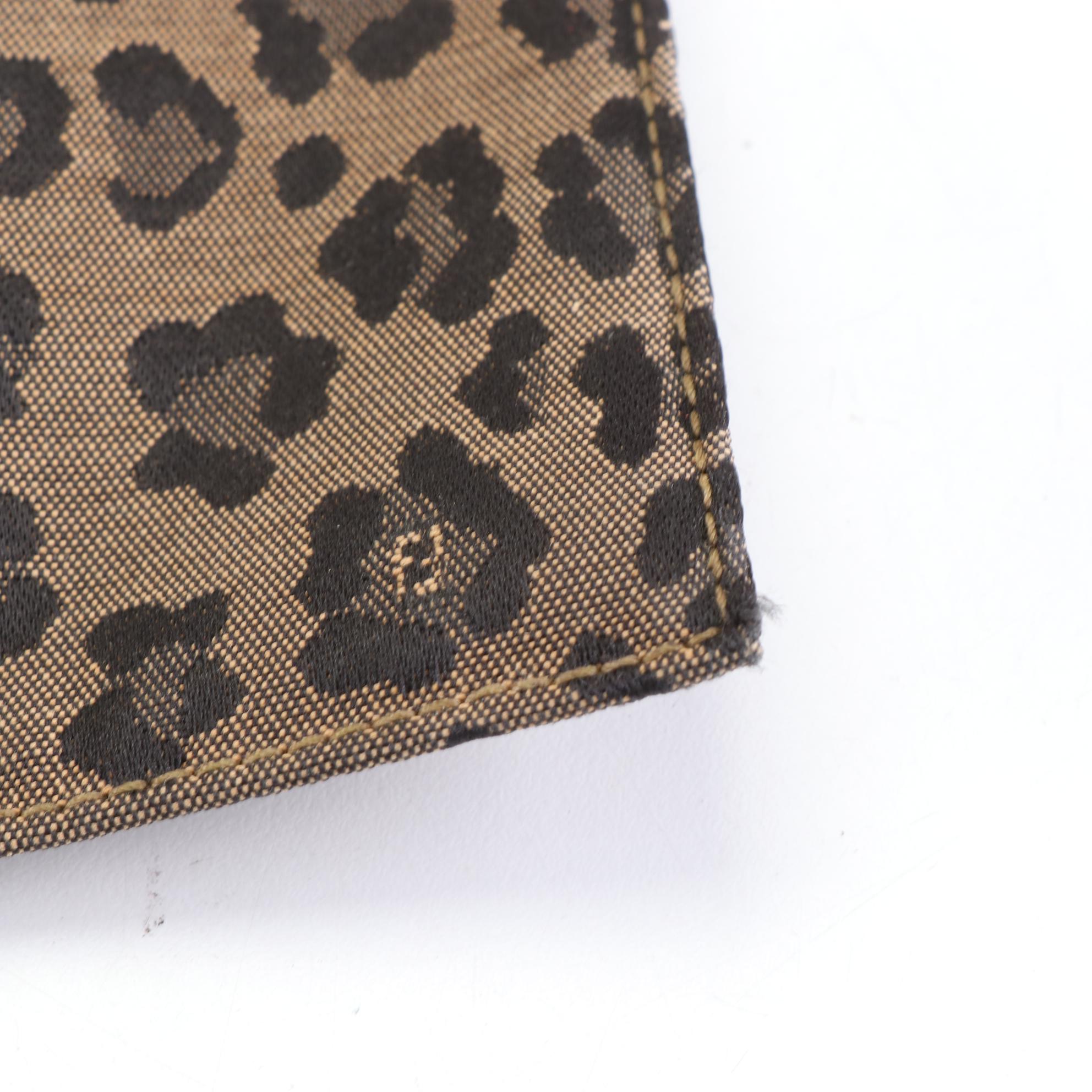 Fendi Slim Tote Bag in Leopard Print Nylon and Leather