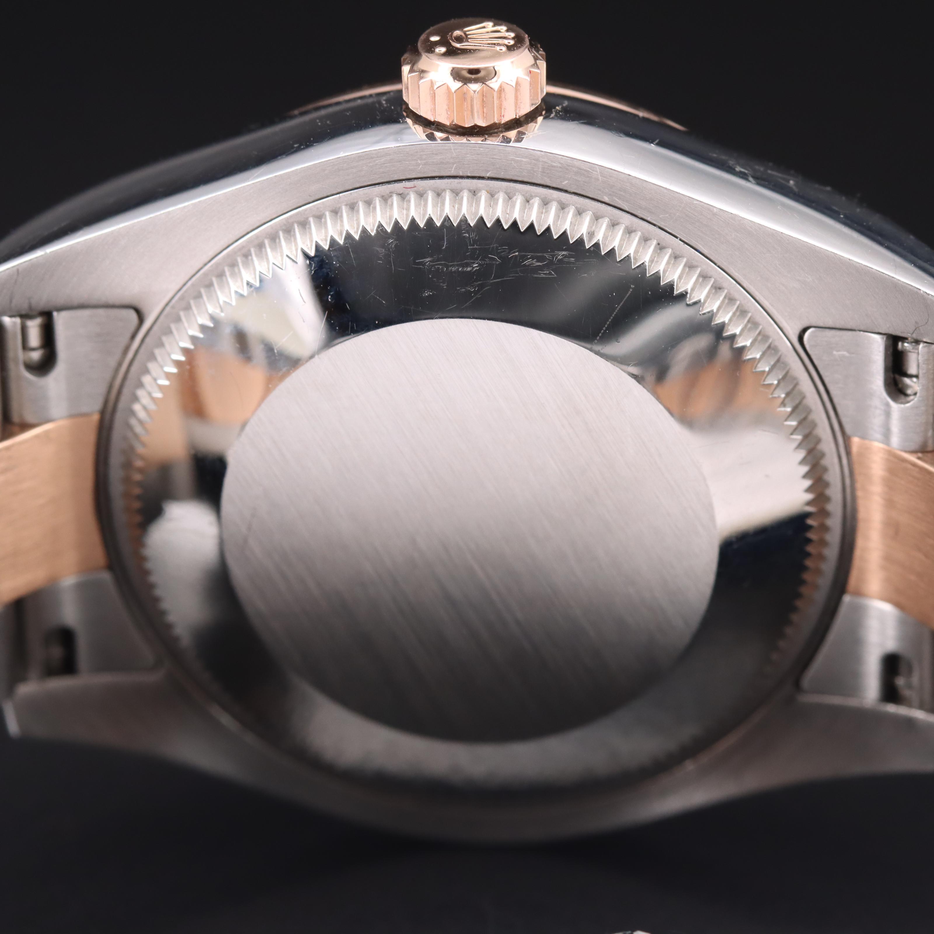 Rolex Datejust 18K and Stainless Steel Factory Diamond Pink Dial Watch