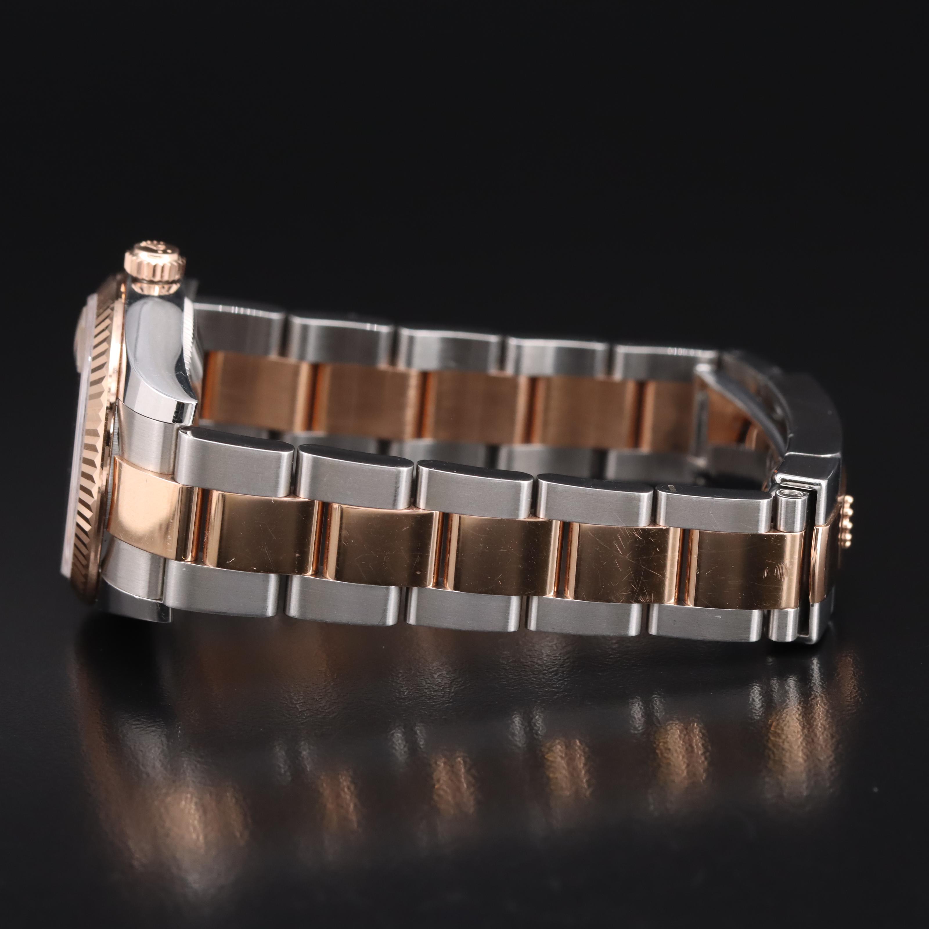 Rolex Datejust 18K and Stainless Steel Factory Diamond Pink Dial Watch