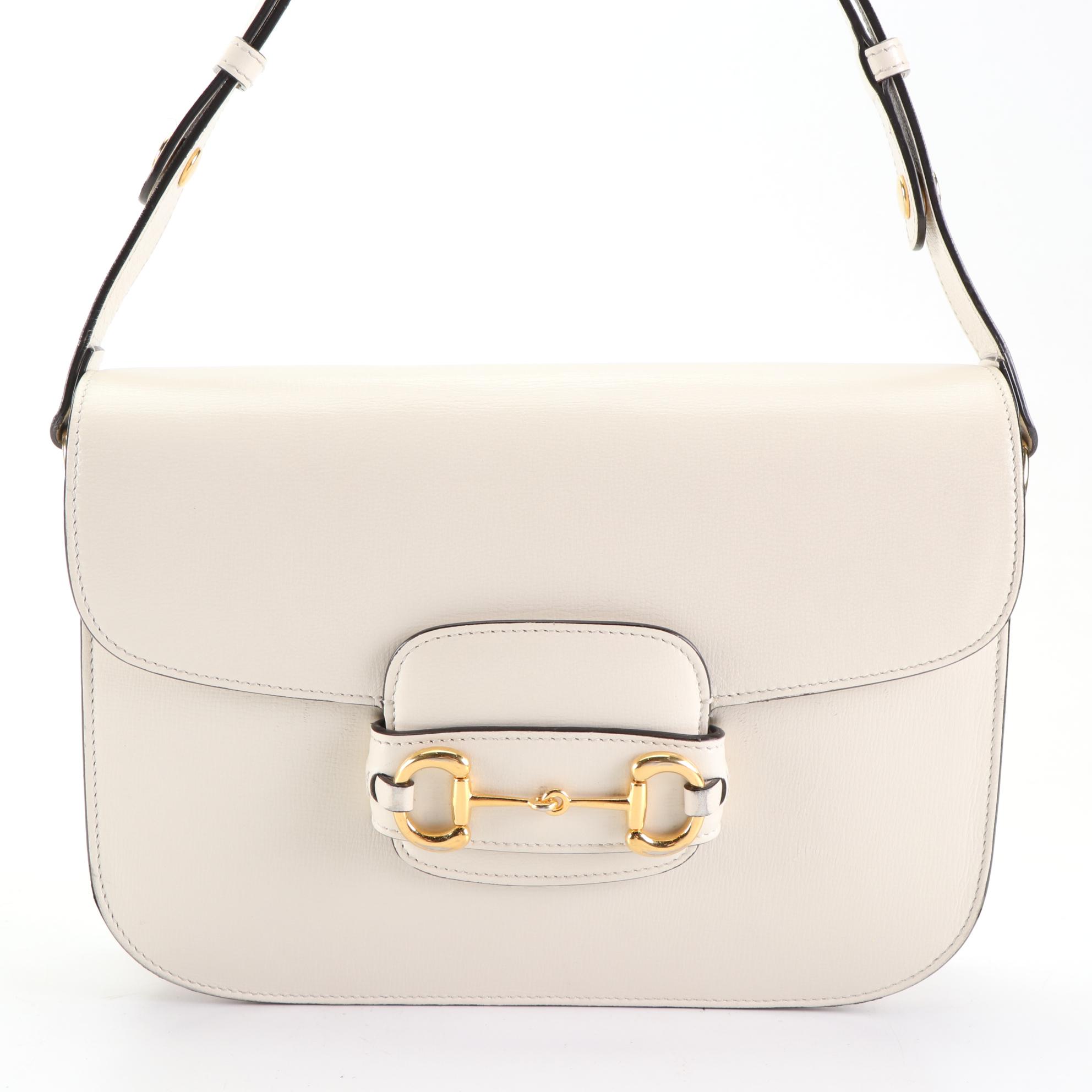 Gucci Horsebit 1955 Shoulder Bag in White Leather