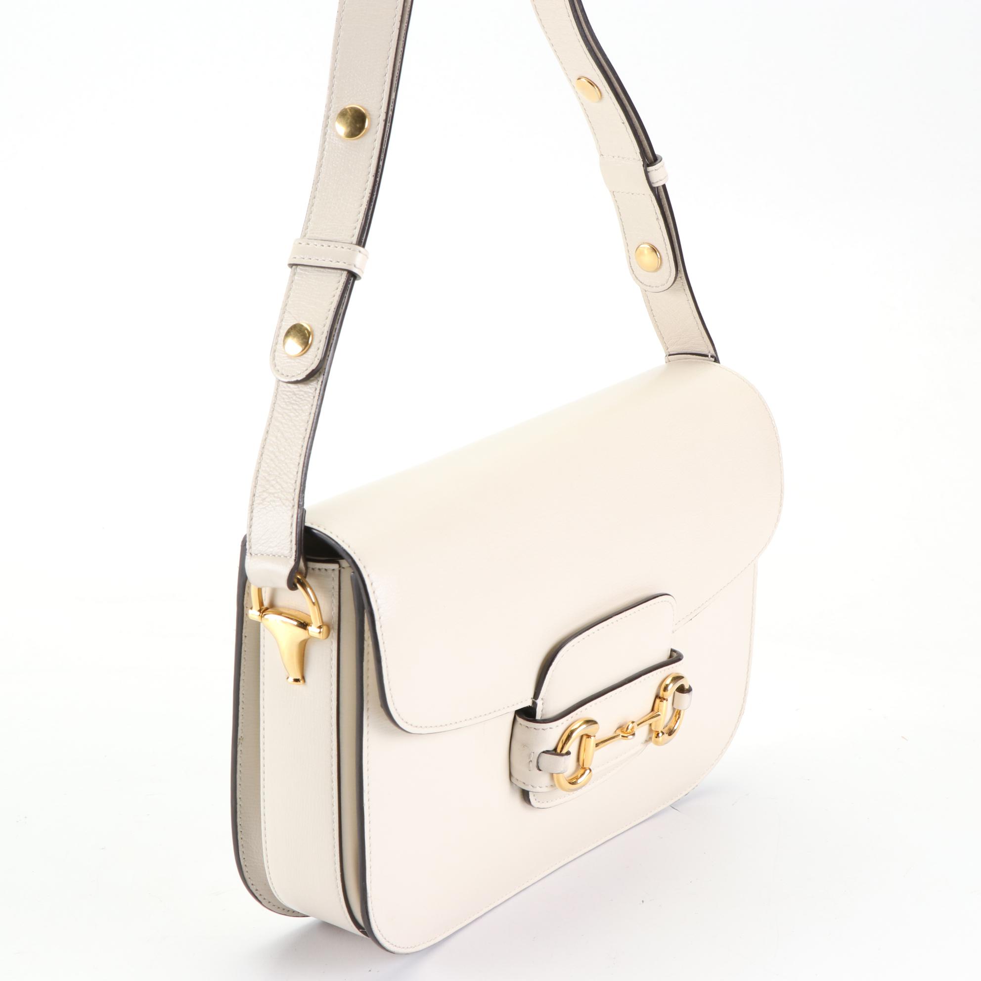 Gucci Horsebit 1955 Shoulder Bag in White Leather