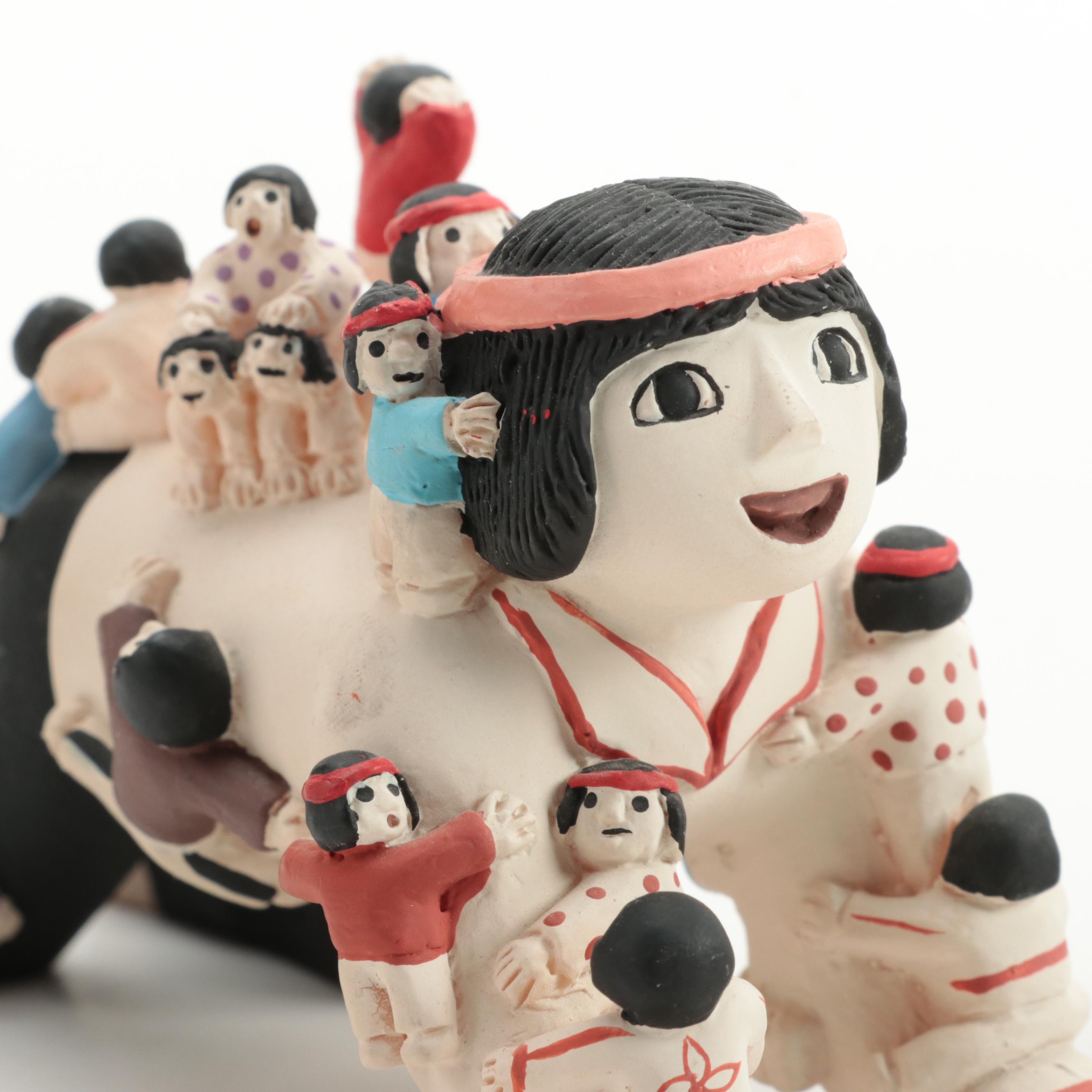 Native American Style Storyteller Figurines with Other Ceramic Figurine