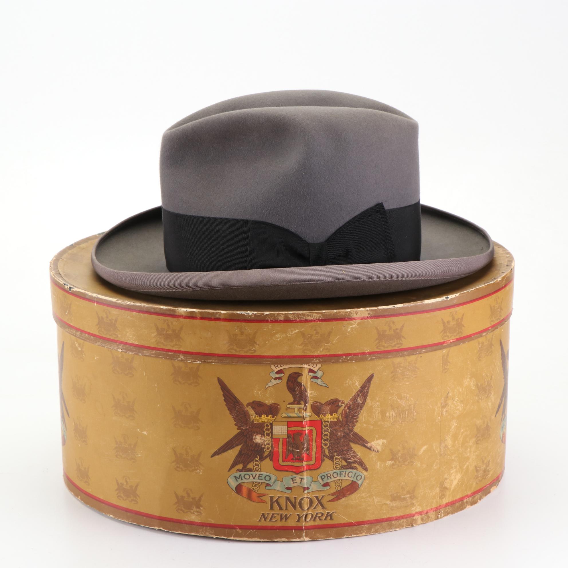 Knox New York Homburg Hat in Wool Felt with Box